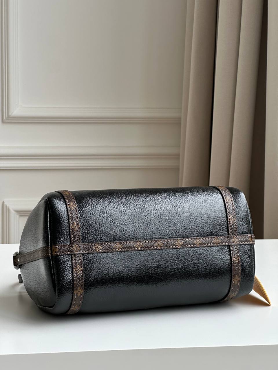 Louis Vuitton Black Grained Calfskin Mix Monogram Canvas Hand & Crossbody Pillow Bag