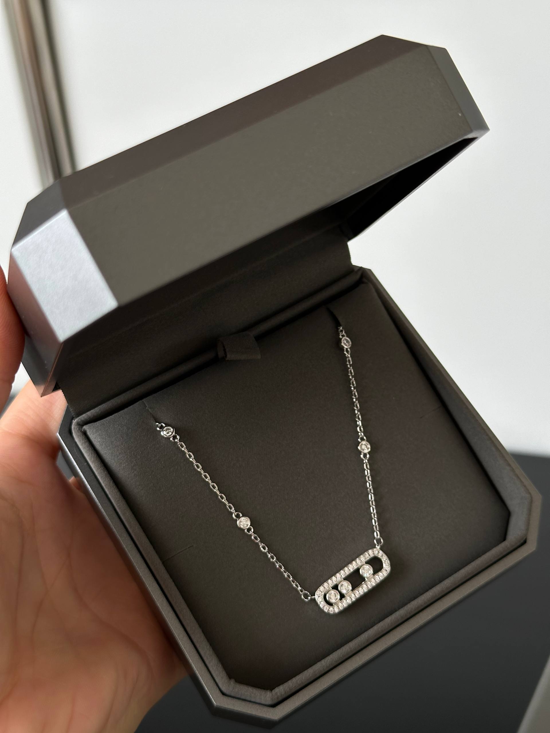 Tory Burch Hollow Double-T Pendant Crystal Necklace