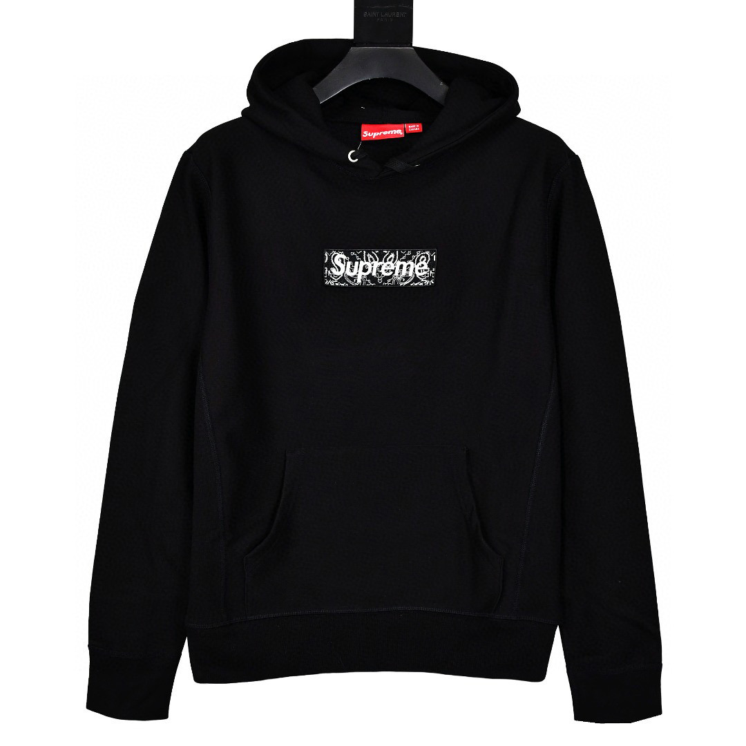 Supreme FW19 Week Bandana Box Logo Hoodie Black