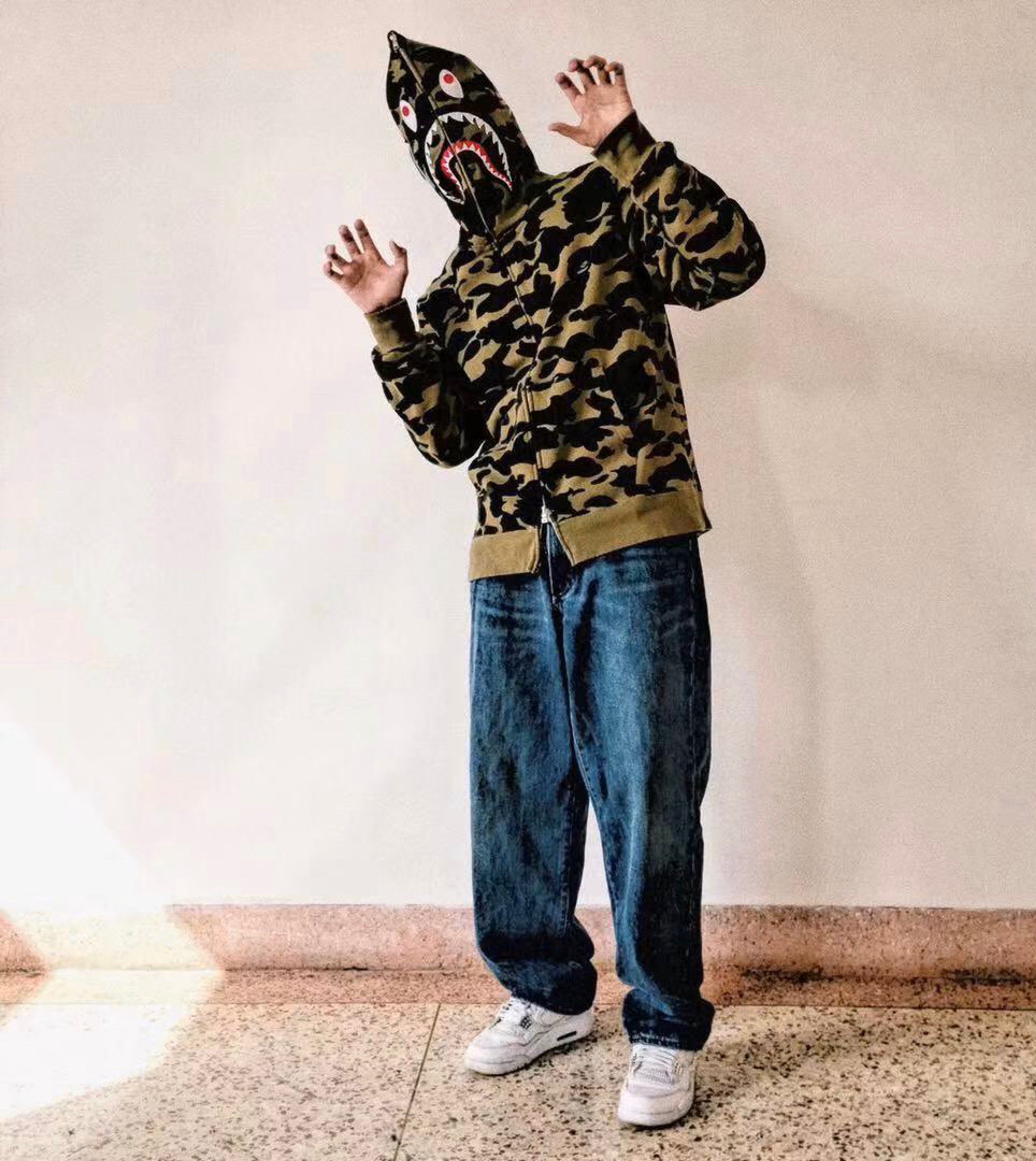 1:1 Best Quality Green Camo 1 Hood Zipper Hoodie