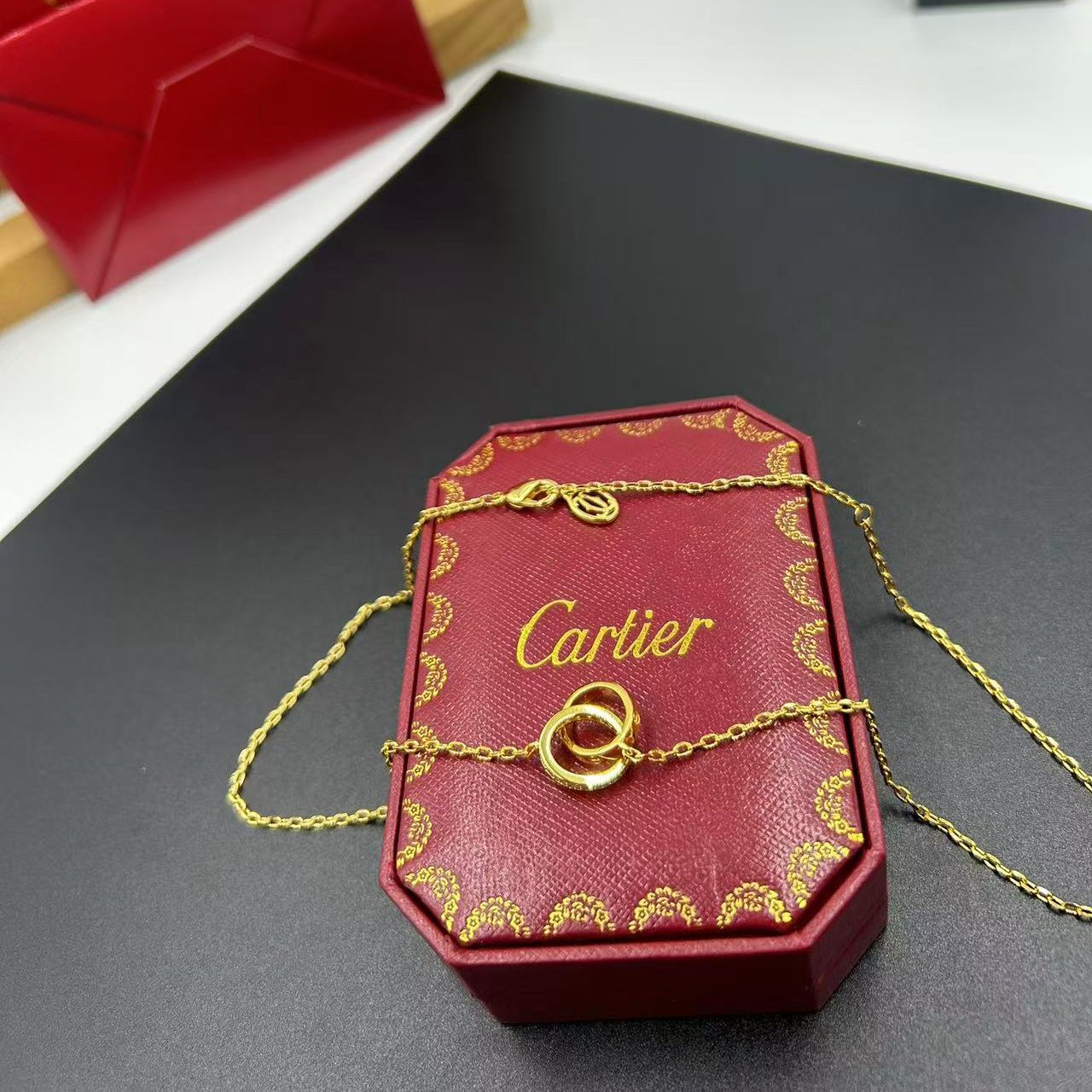 CARTIER LOVE SERIES DOUBLE-RING NECKLACE