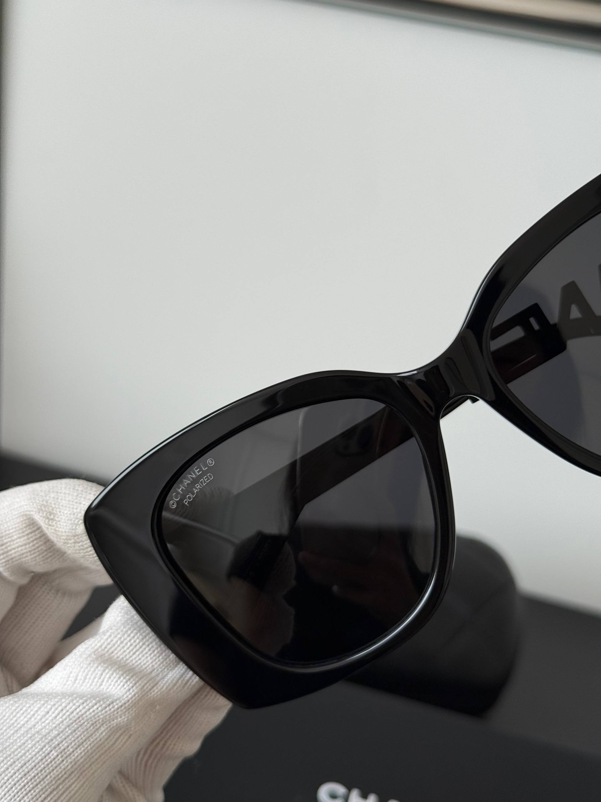 Chanel Thick Frame Letter Temple Polarized Cat-eye Sunglasses