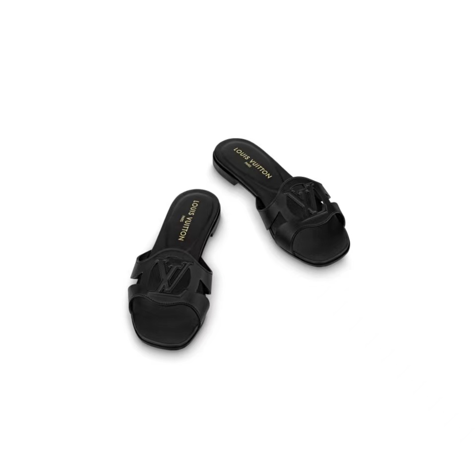 LV Lsola Leather Flat Aandals Slide Sandal