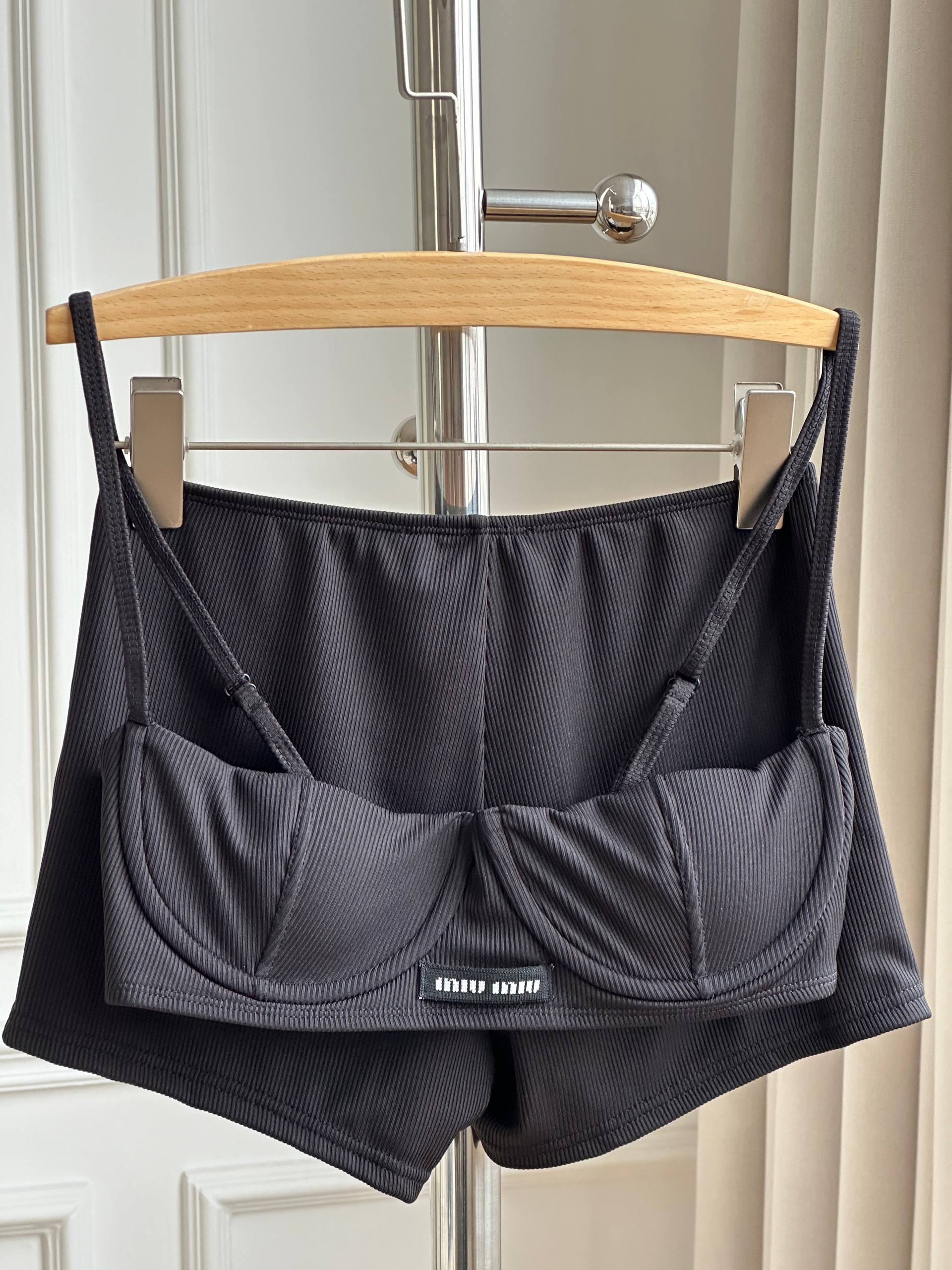 Miu Miu Ribbed Cami Top & Shorts Two-Piece Lingerie Set