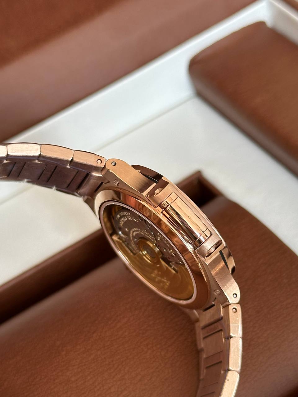 Patek Philippe Nautilus Rose Gold Diamond Bezel Automatic Watch