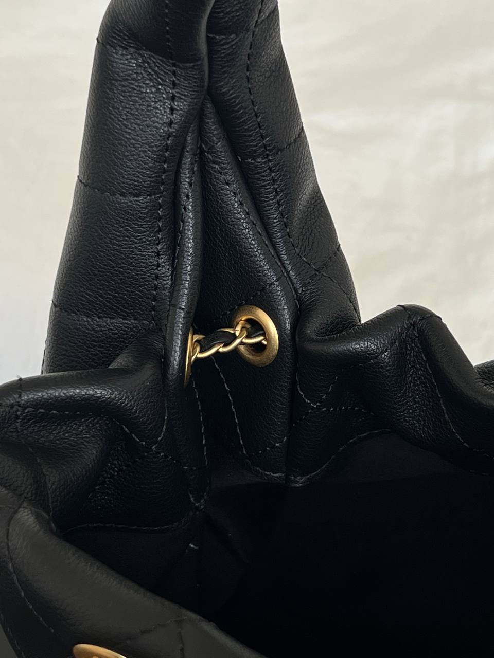 Chanel Black Caviar Leather Quilted Gold CC Lock Top Handle Hobo Underarm Bag