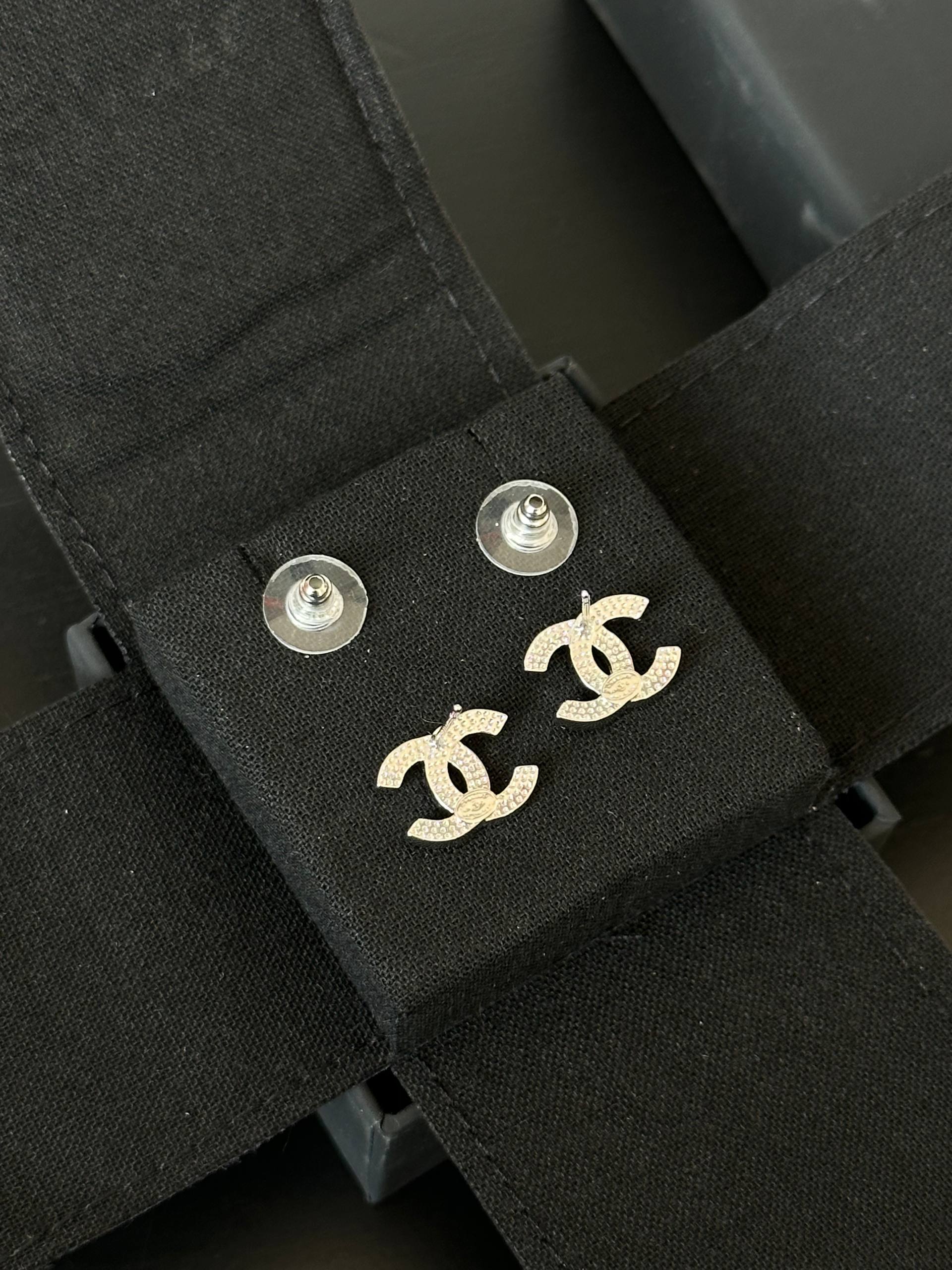 Chanel Classic CC Pavé Crystal Stud Earrings