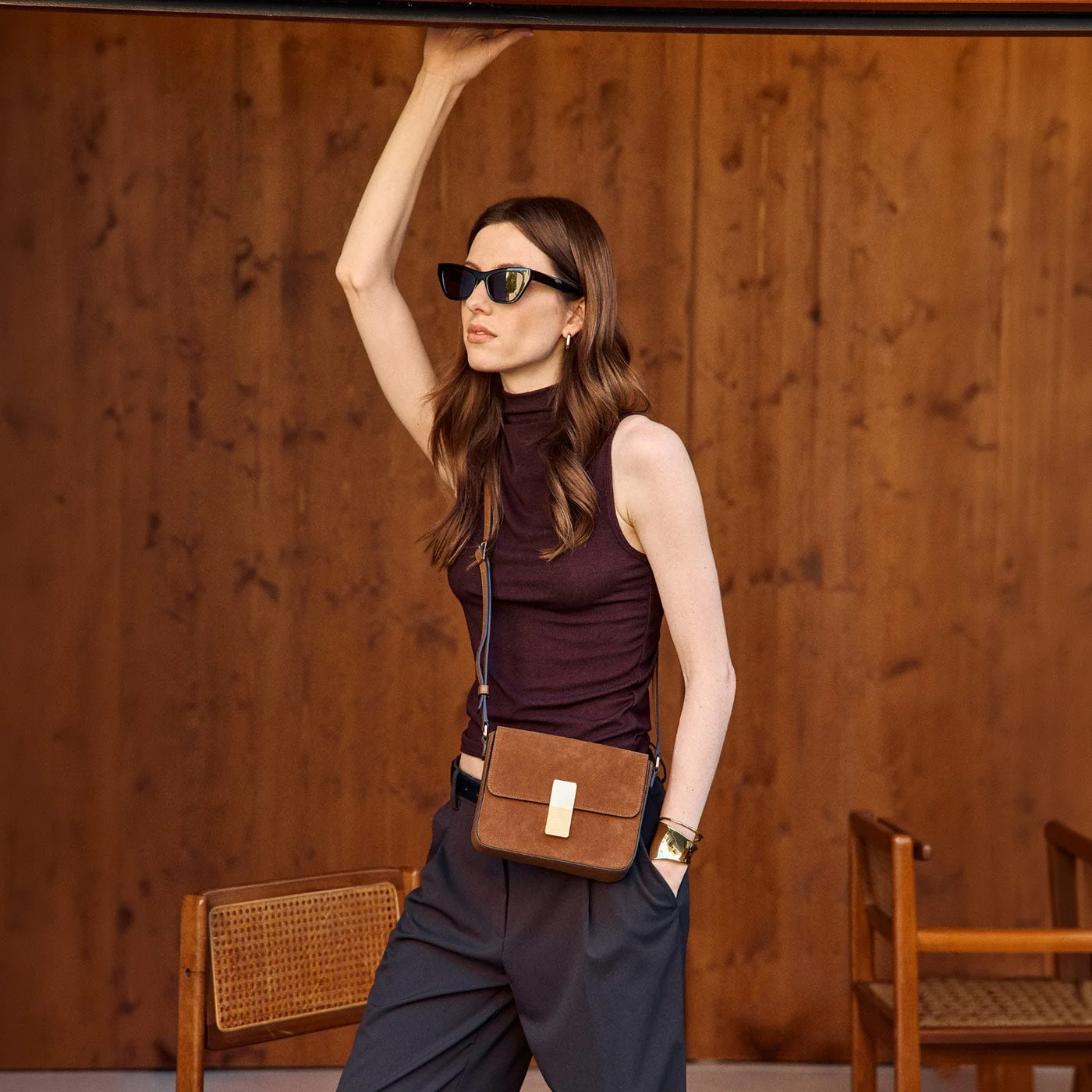 Mini Monceau - Cuir Velours Camel