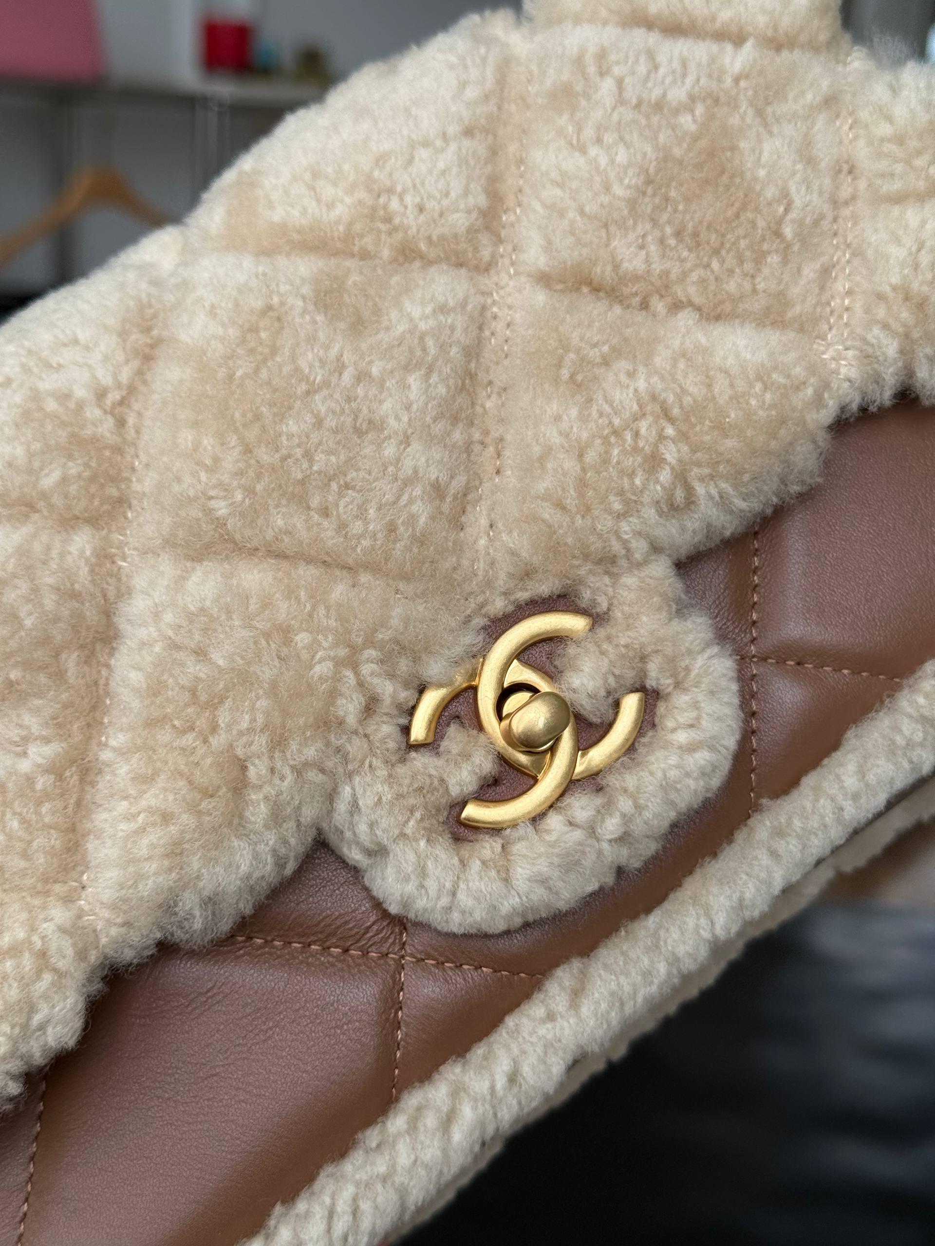 Chanel Classic Flap Shearling & Leather Quilted Crossbody Bag