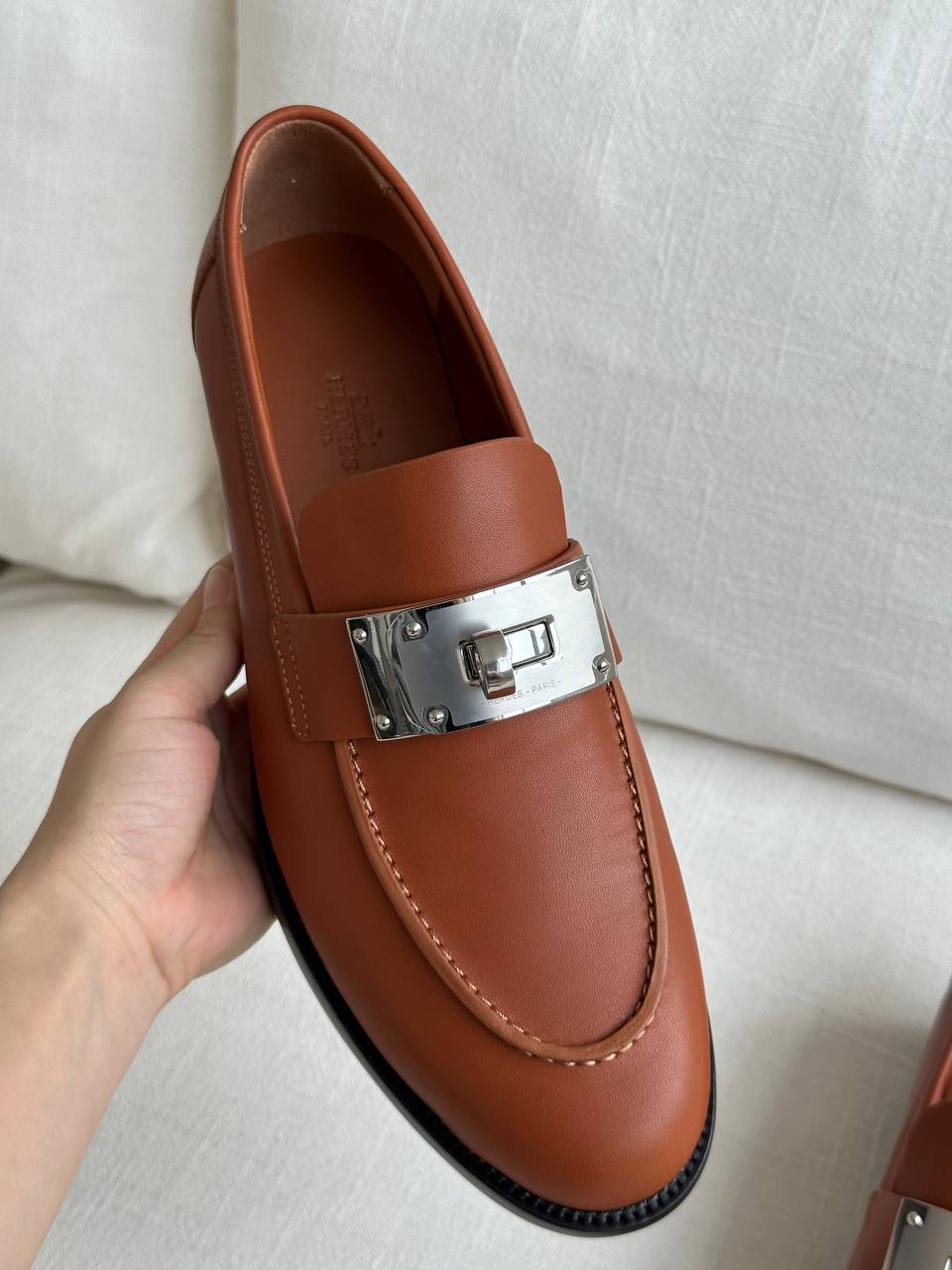 HERMÈS Hot Loafers with Kelly Buckle Calfskin Leather