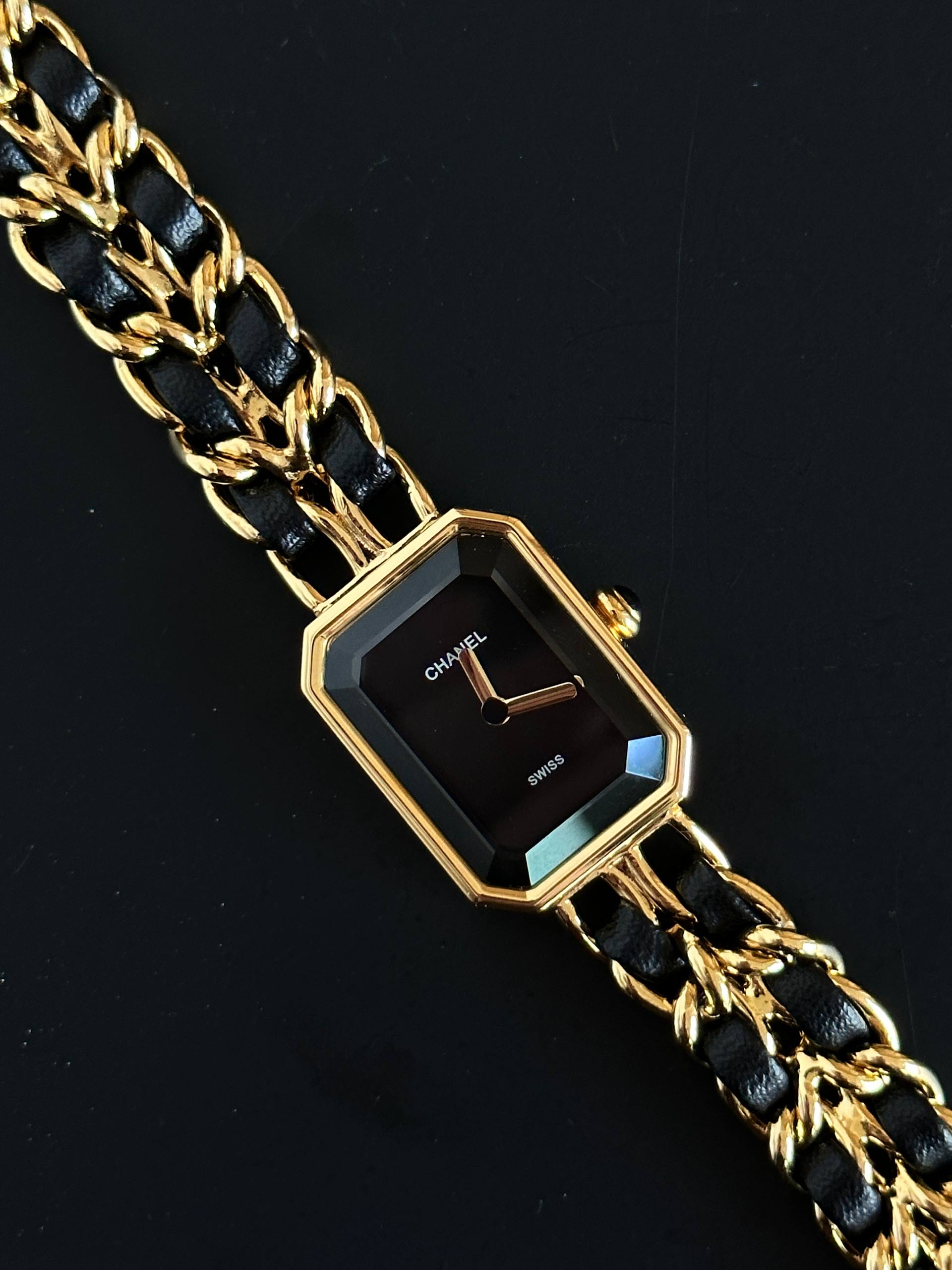 Chanel Première Smooth Gold Leather Interwoven Chain Watch