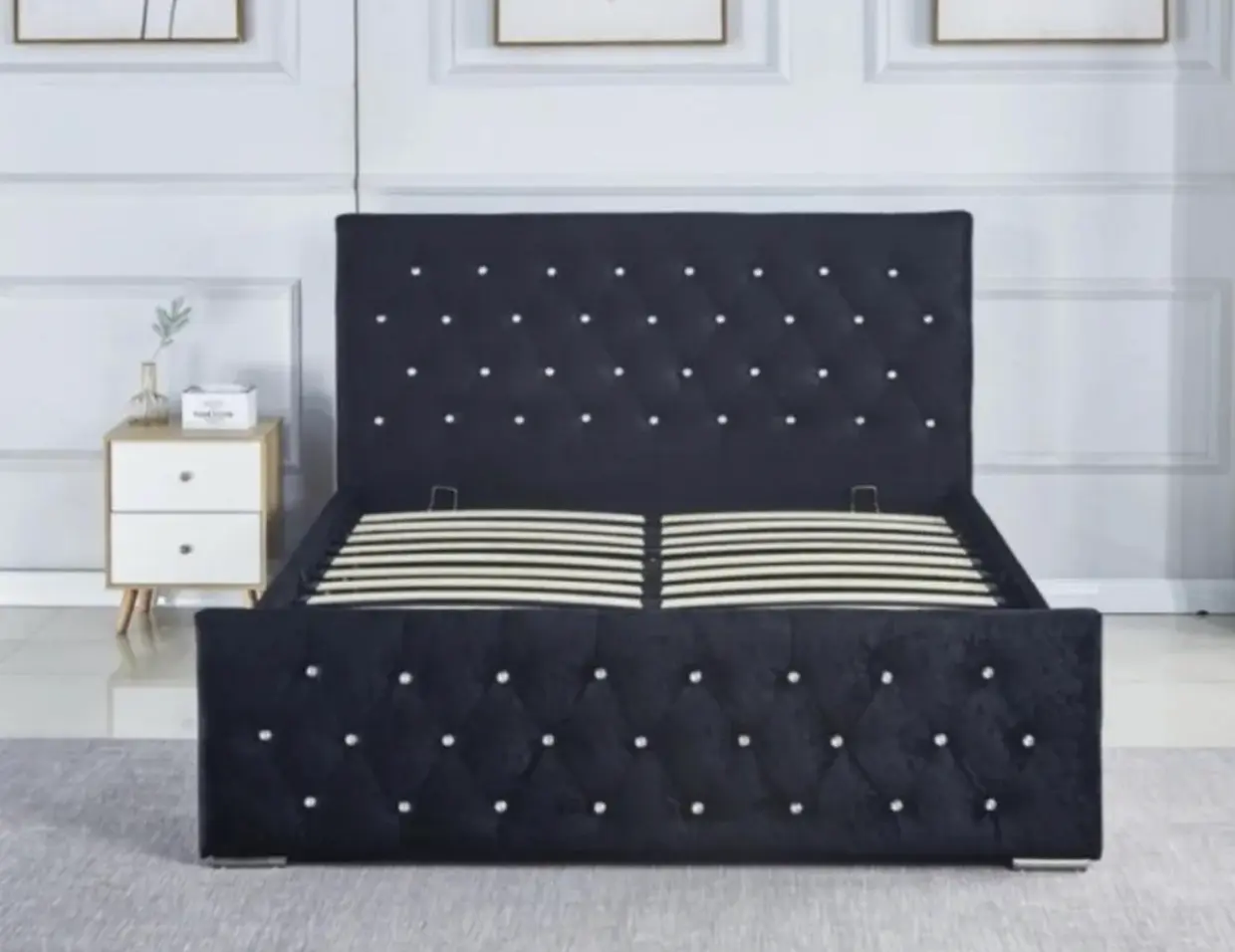 Cadre de lit capitonné avec tête de lit et sommier LUXURY - 140 à 160 cm