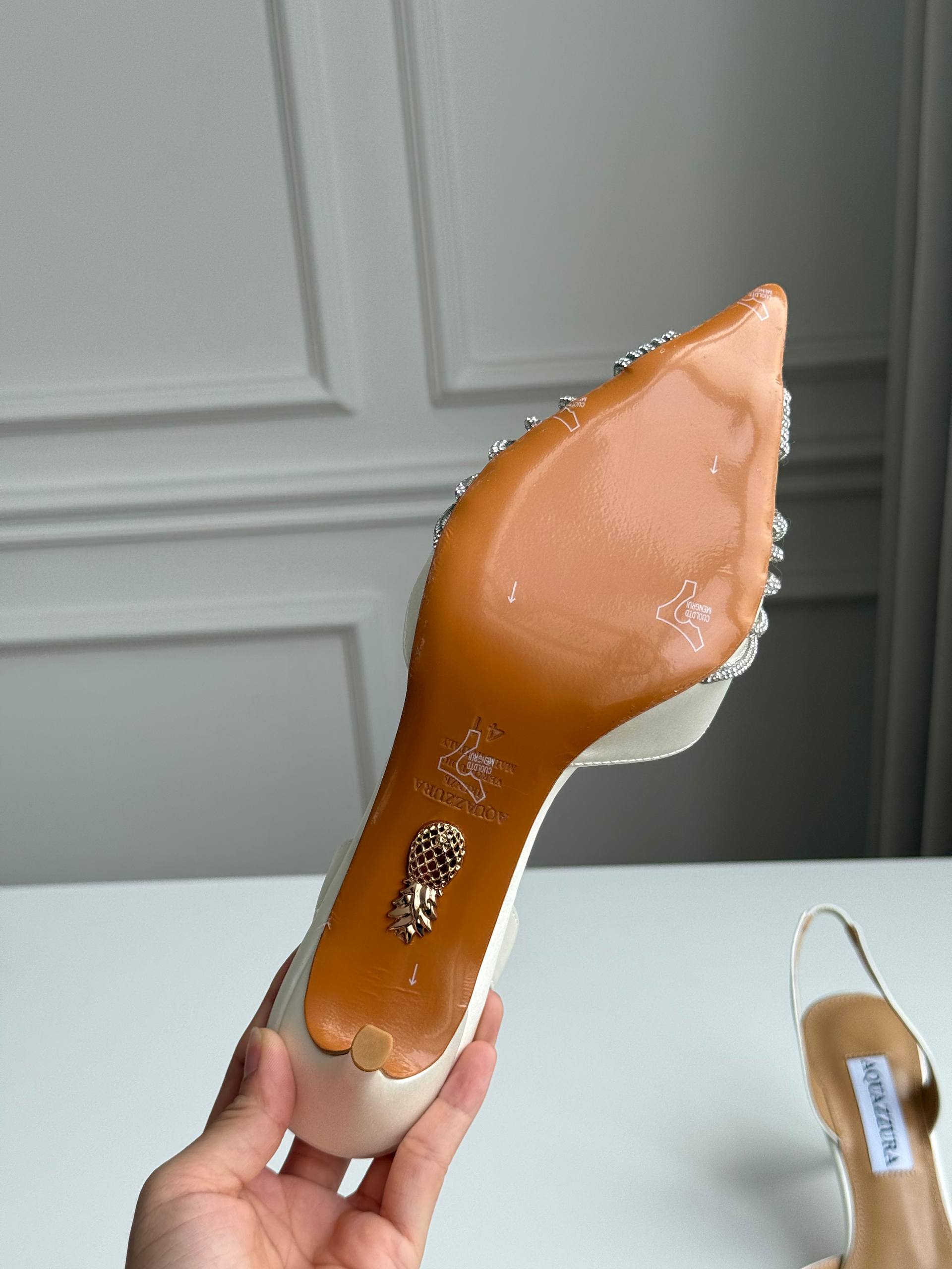 Pointed Toe Crisscross Rhinestone Slingback Stiletto Heel Sandals