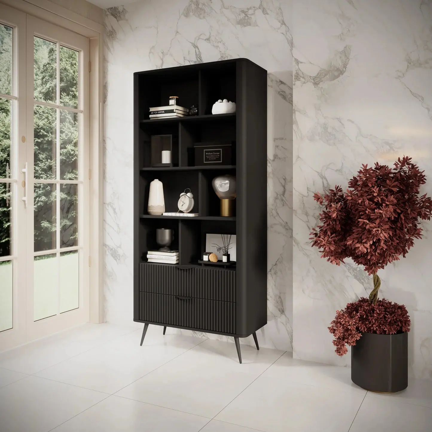 LANTEA - Bibliothèque avec un style moderne - 88 x 38 x 194 cm