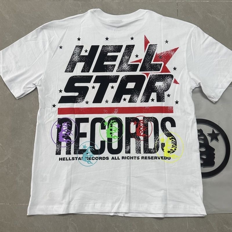 Hell Star Retro Print Round Neck Short Sleeve T-shirt