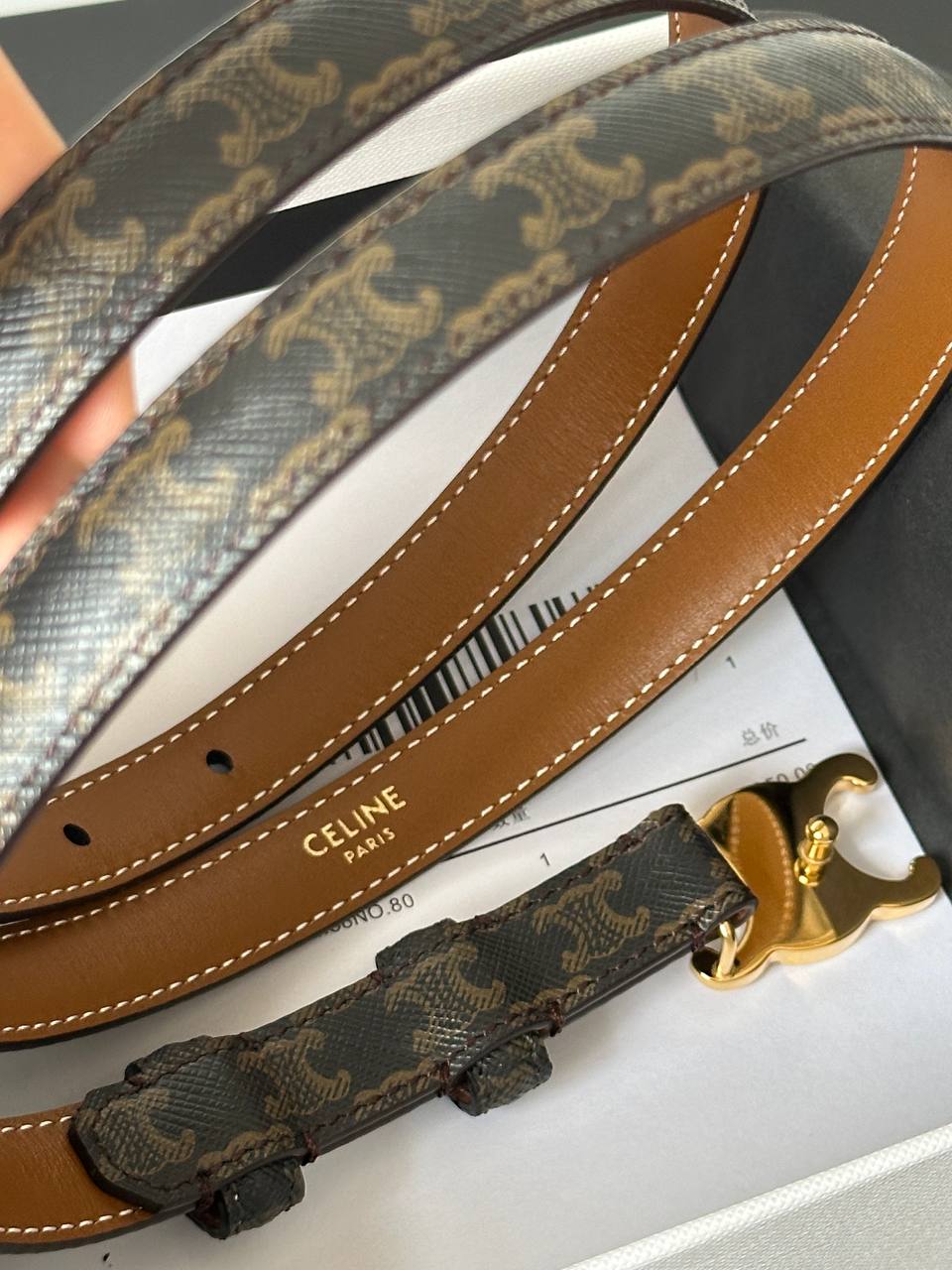 CELINE Triomphe Belt in Triomphe Canvas
