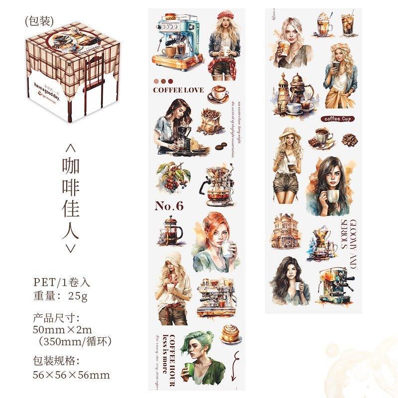 3030 Coffee-themed matte PET tape