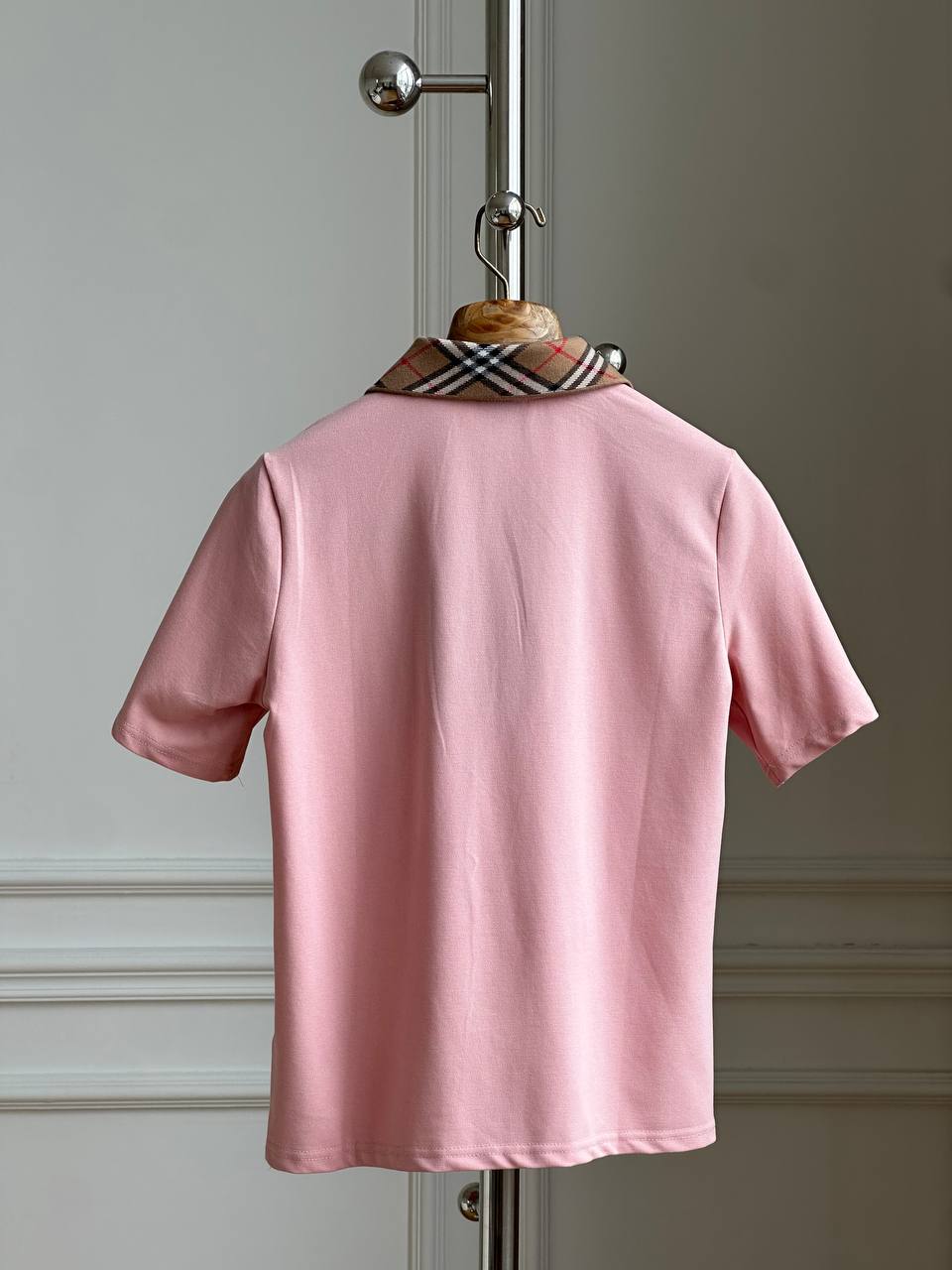 Burberry Check Collar Cotton Piqué Polo Shirt