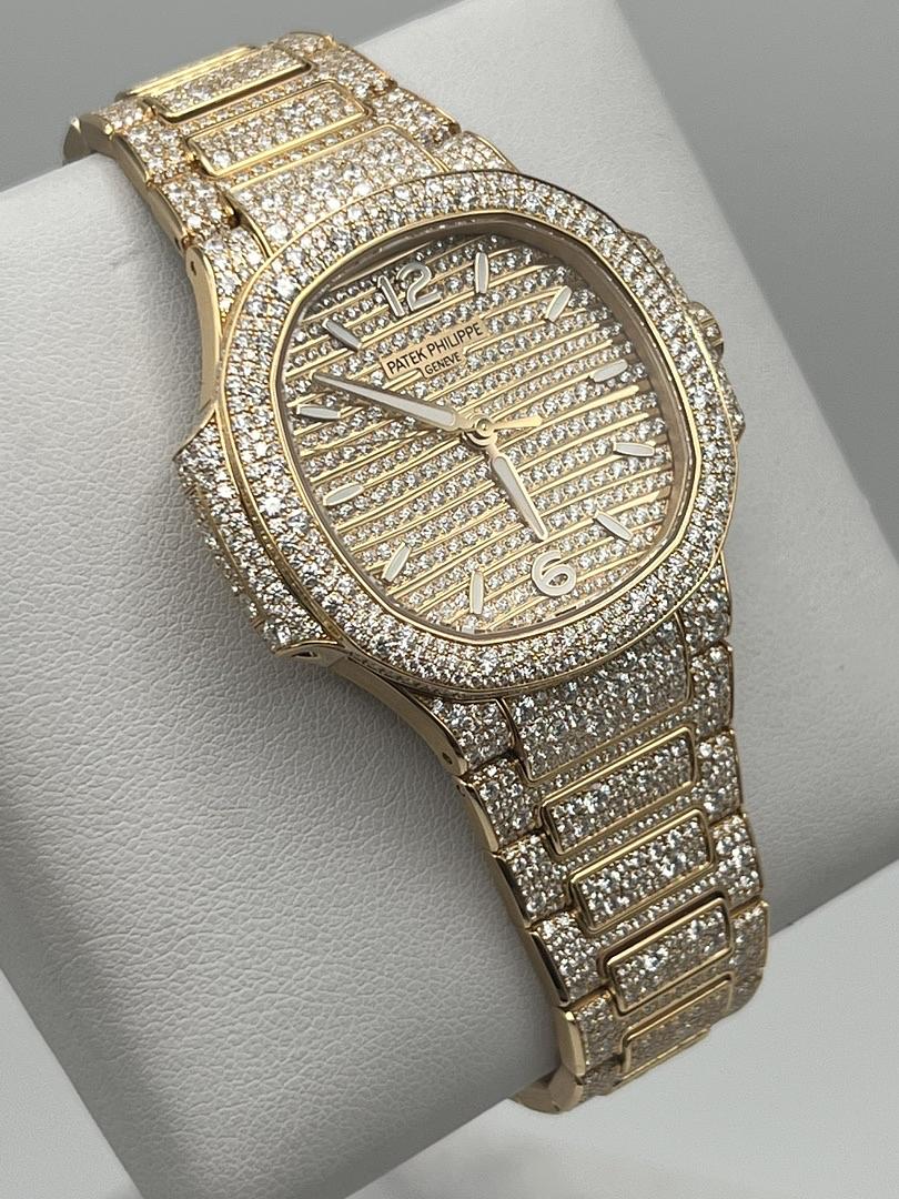 Patek Philippe Nautilus Rose Gold Iced Out Diamond Set 7118/1450R-001【1:1 Replica】