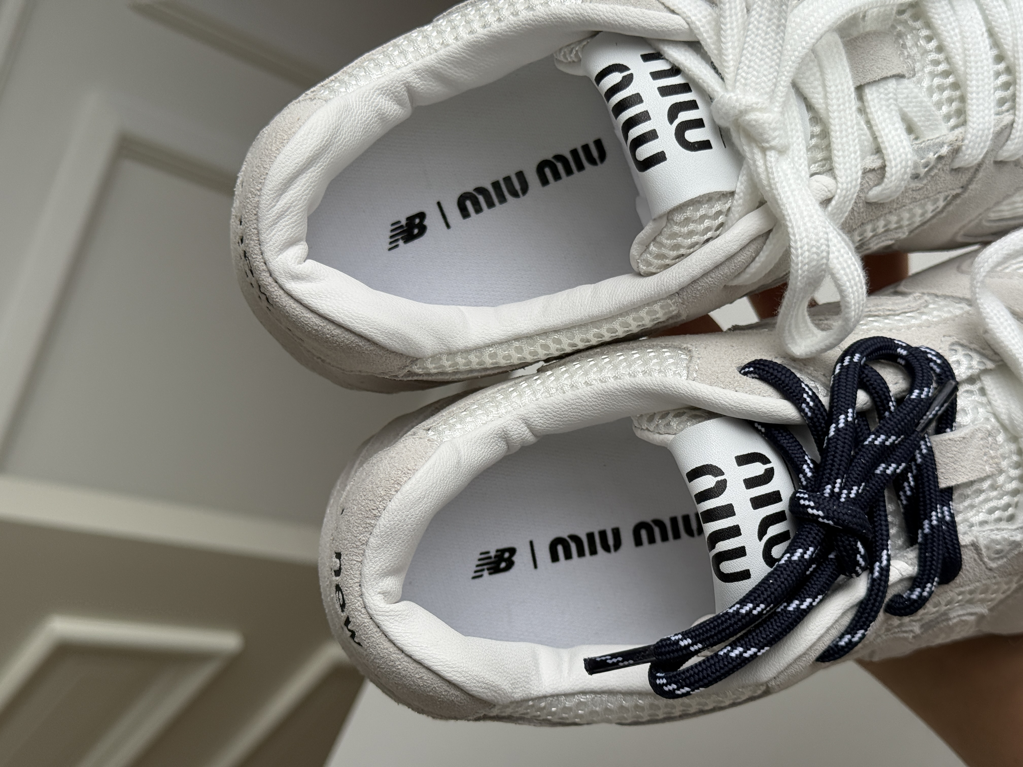 New Balance Off-White Grey Mesh Retro Low Top Running Sneakers