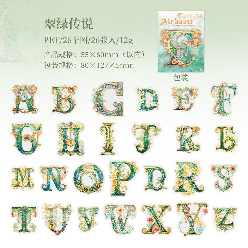 1124 PET Stickers Baroque Letters