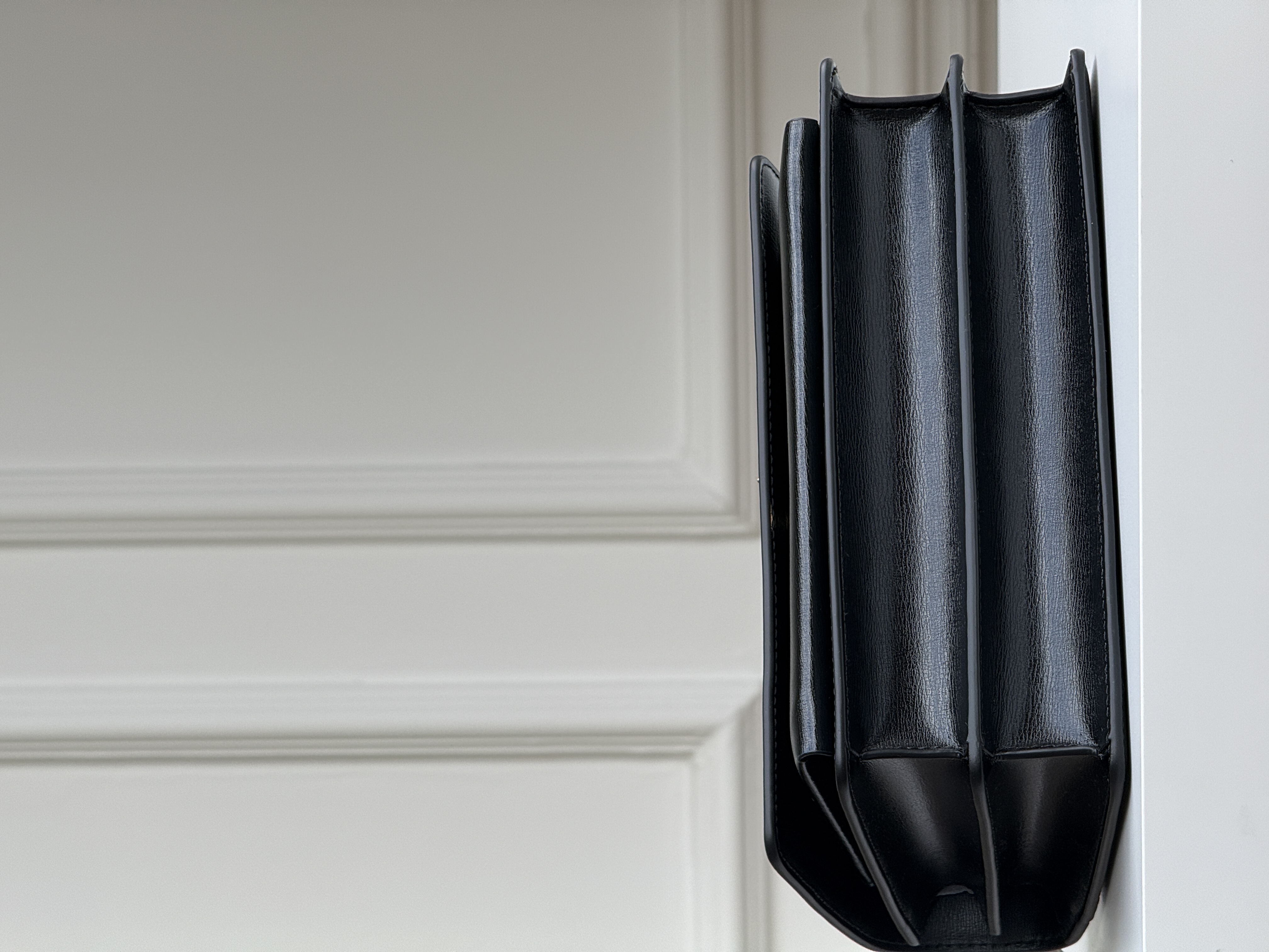 Yves Saint Laurent Black Smooth Calfskin Gold Logo Shoulder Bag