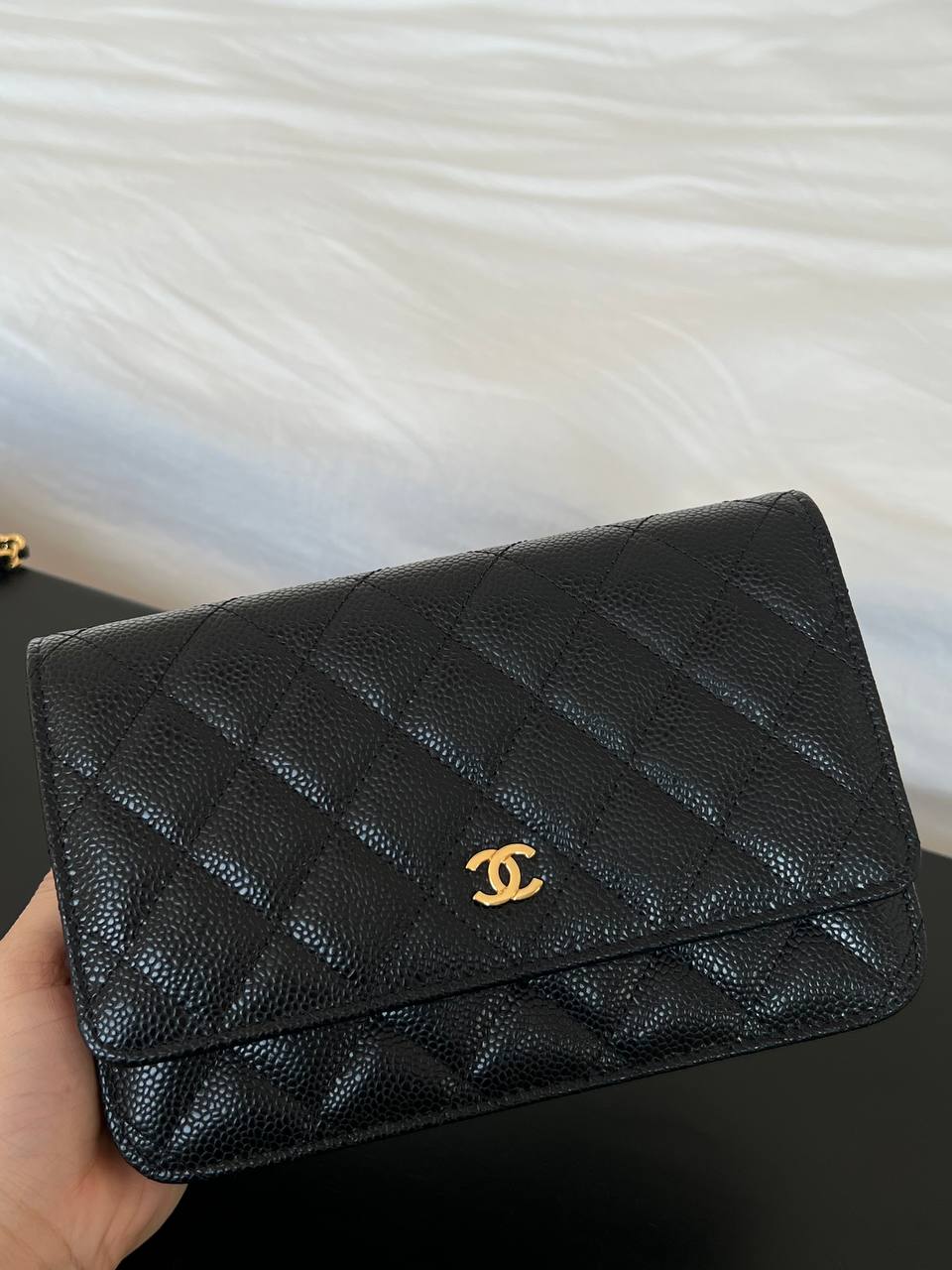 CHANEL Classic Quilted Caviar Leather Wallet On Chain (WOC)