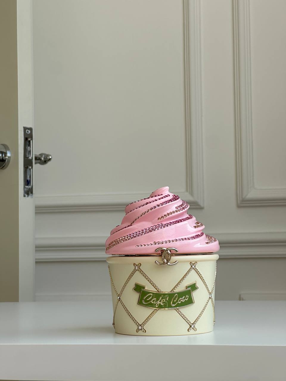Chanel Cafe Coco Ice Cream Cup Rhinestone Jewelry Storage Box
