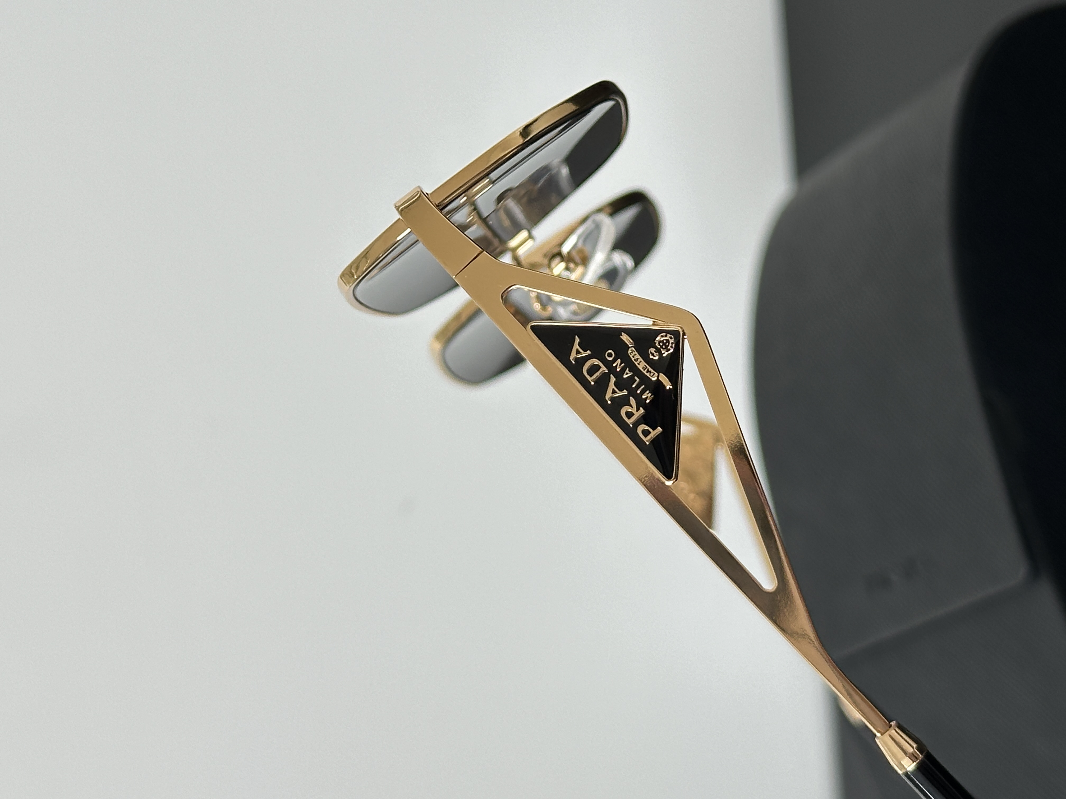 Prada Gold Polygonal Metal Frame Sunglasses