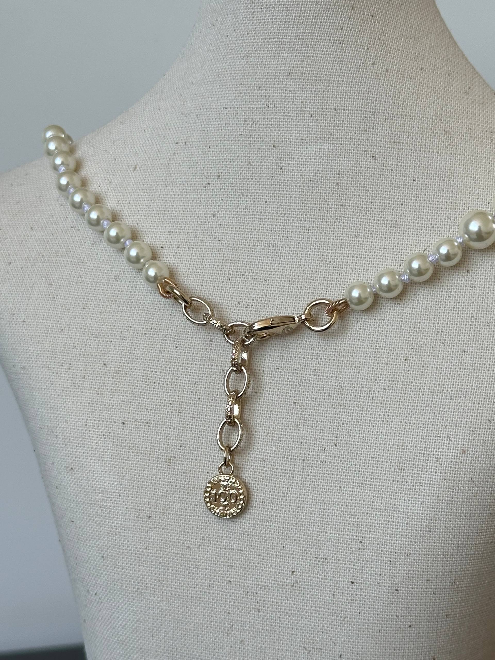 Chanel Graduated Pearl CC Crystal Necklace