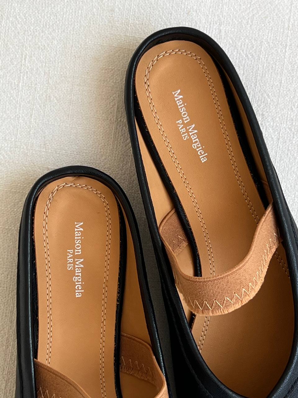 Maison Margiela Black Lambskin Tabi Split-Toe Mary Jane Mules