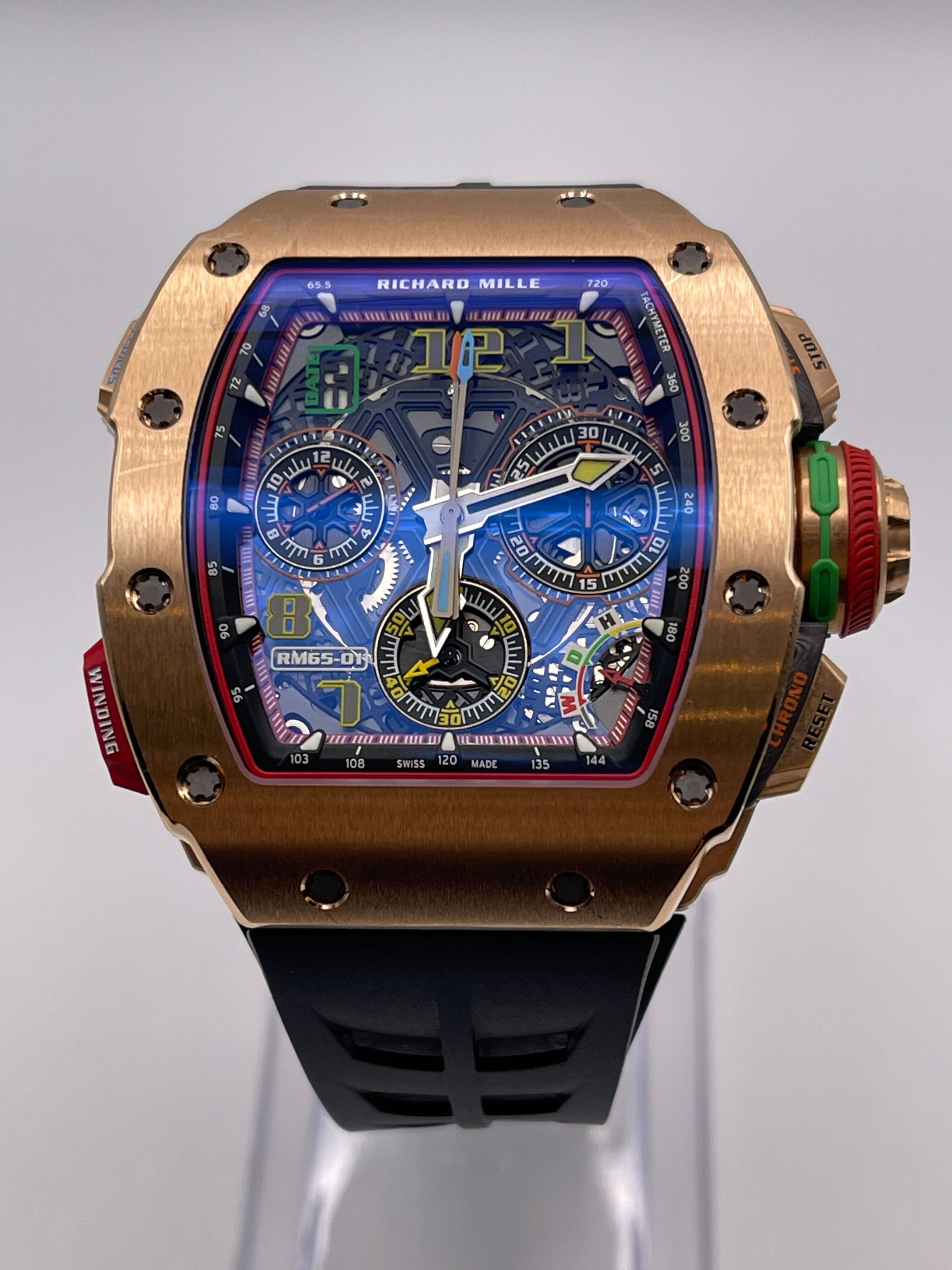 Richard Mille Automatic Winding Chronograph Full Rose Gold RM65-01【1:1 Replica】
