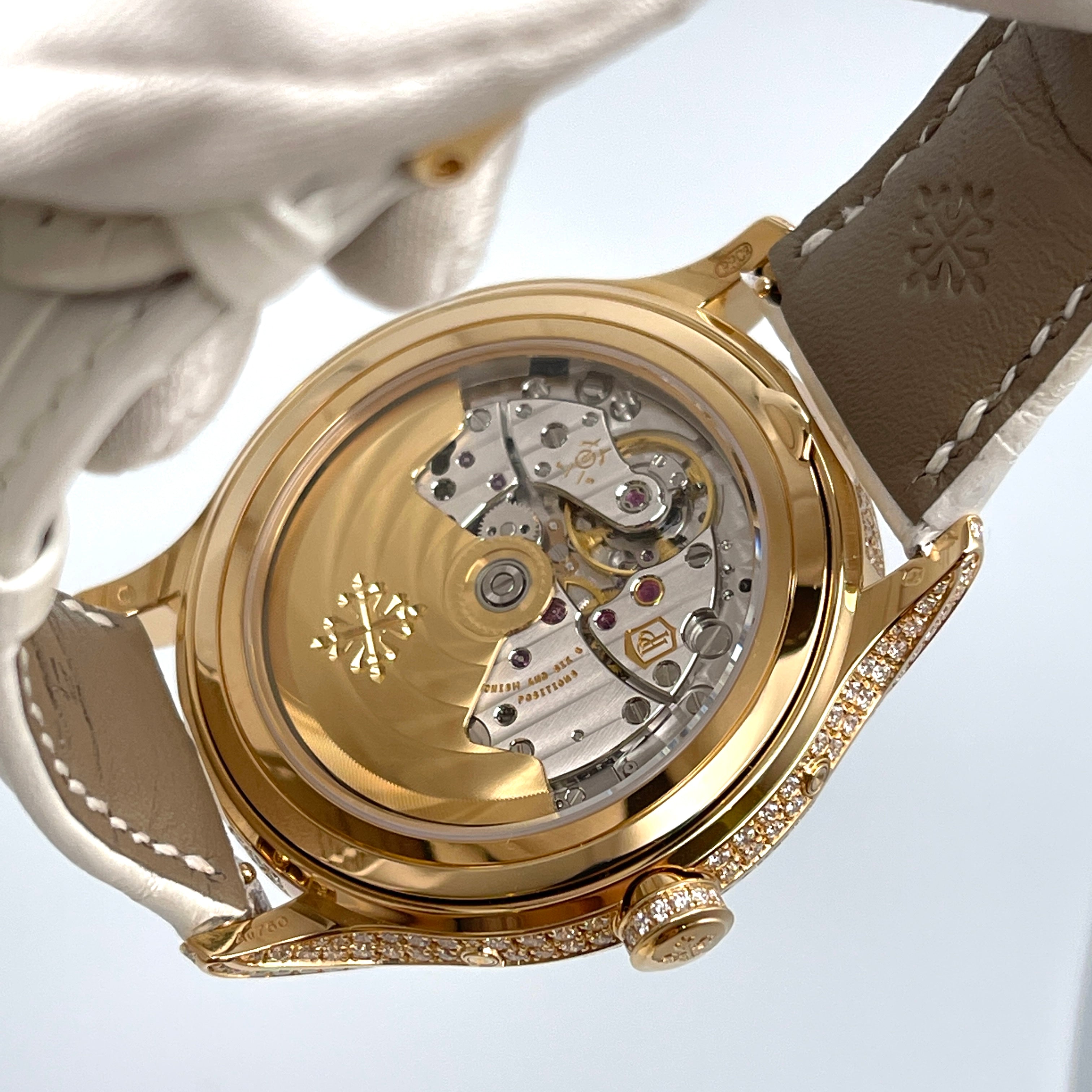 Patek Philippe Complications Annual Calendar Moon Phases Mother Of Pearl & Diamonds 4948R-001【1:1 Replica】
