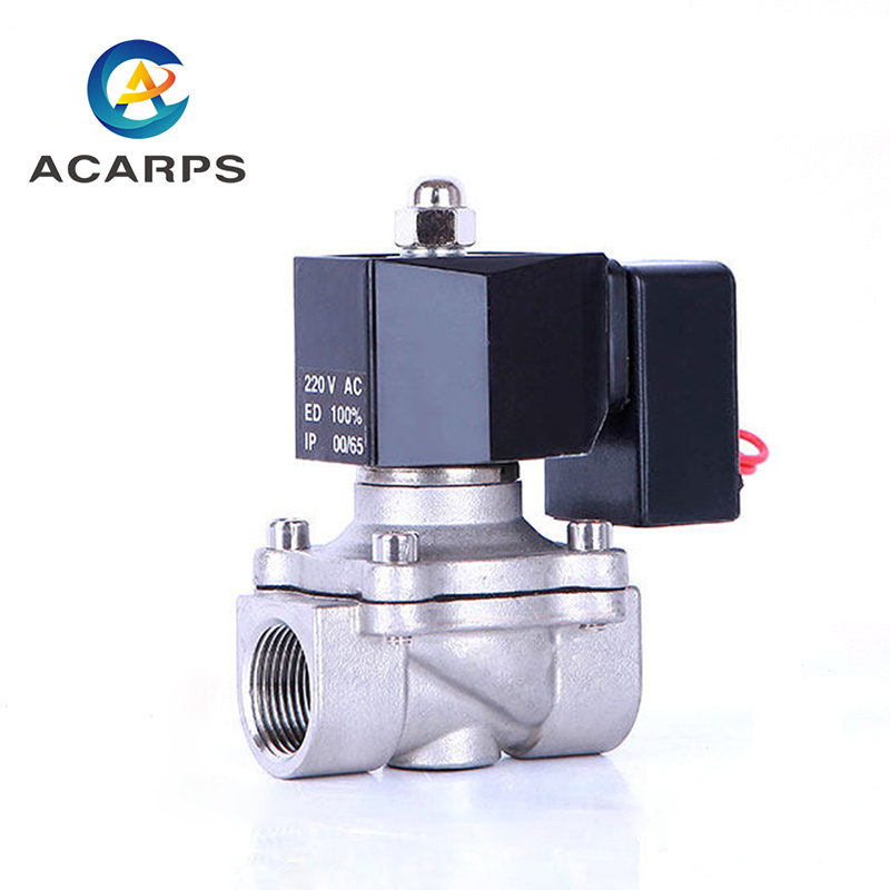 Acarps Energy-saving Electric Solenoid Valve 304 Stainless Steel Normally Closed IP65 Waterproof 3/8