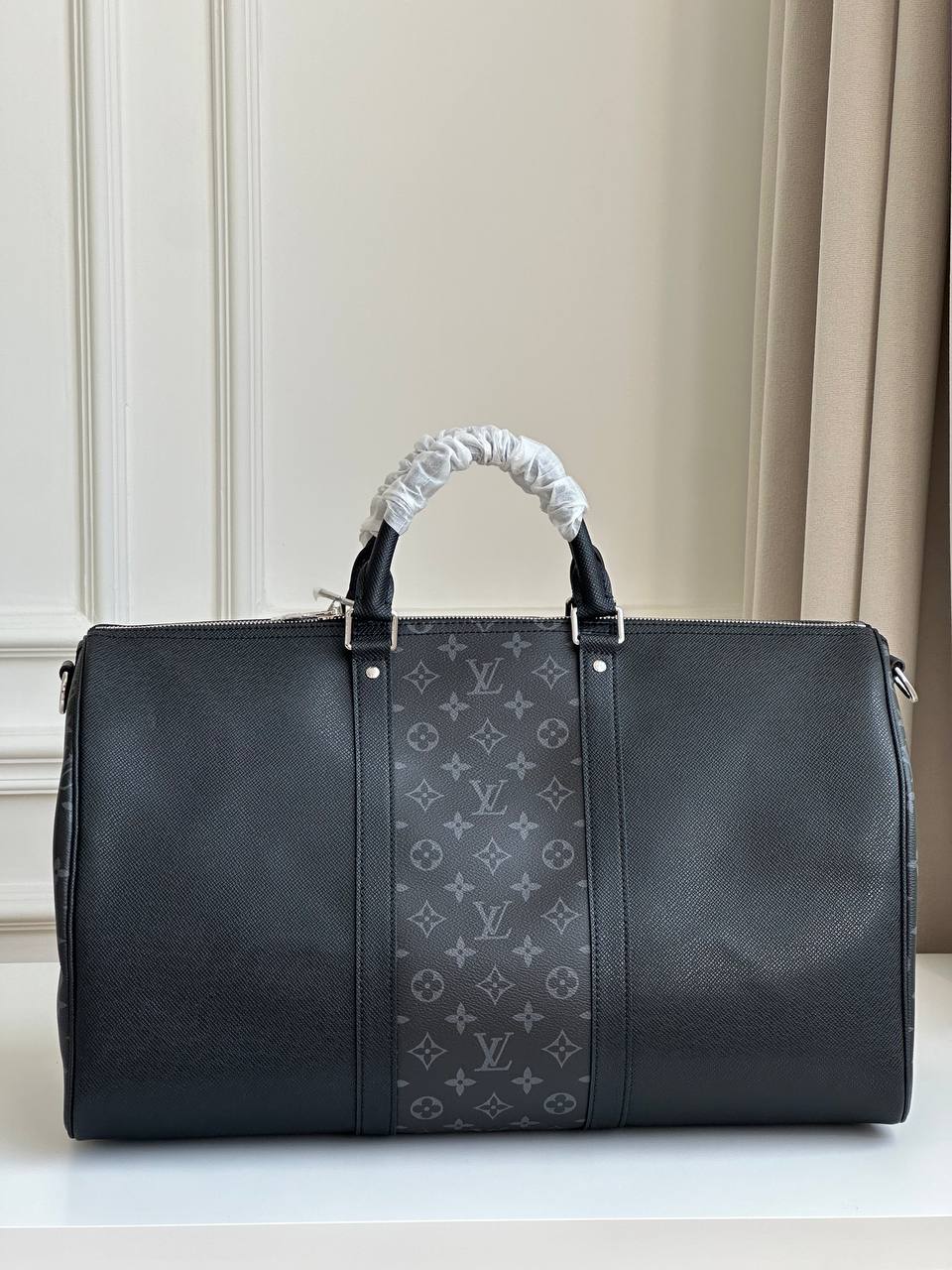 Louis Vuitton Taiga Leather Mix Monogram Eclipse Keepall 50 Travel Duffle Bag