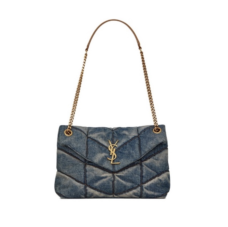 YSL Loulou Puffer Denim Leather Bag