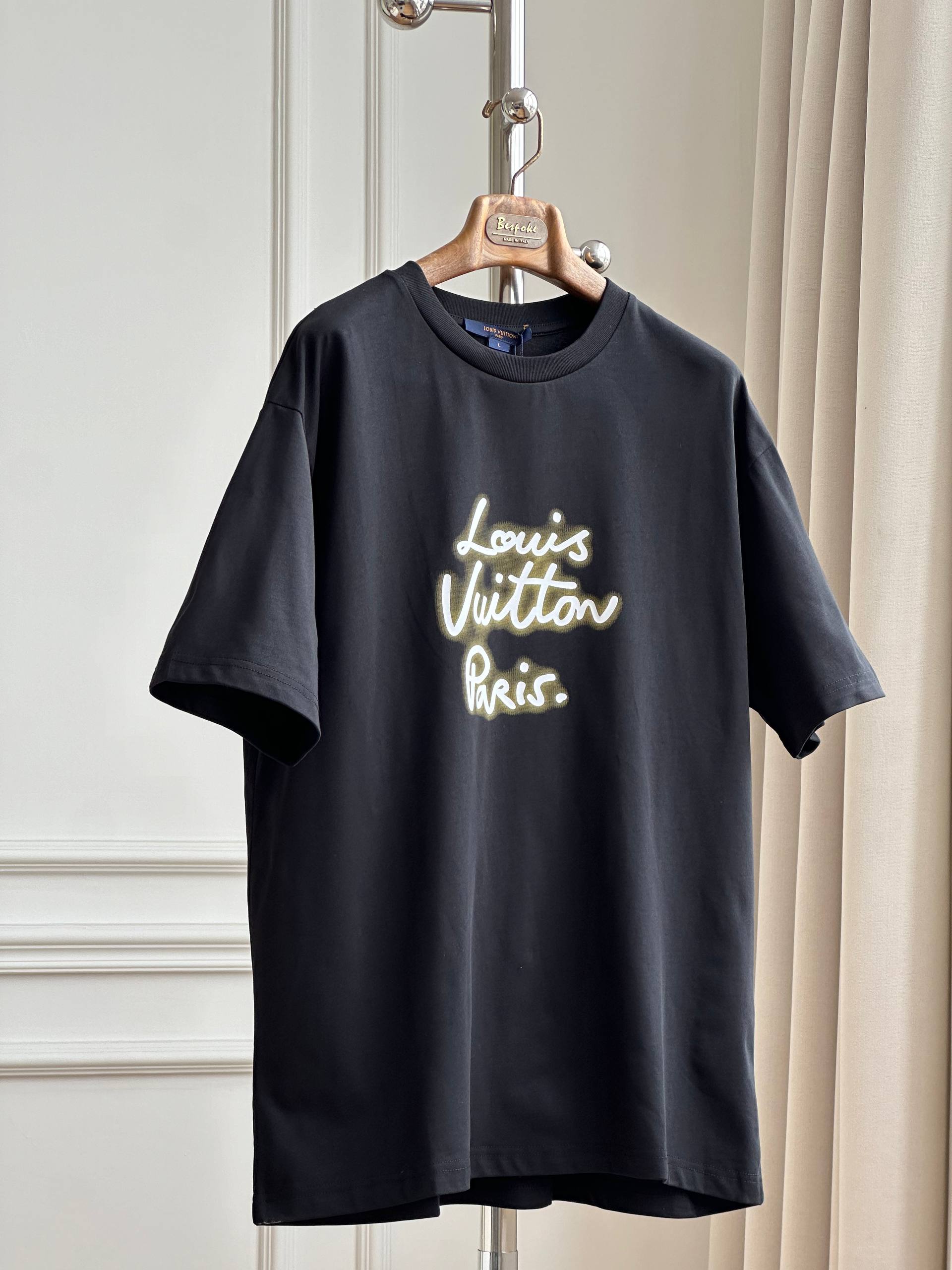 Louis Vuitton Handwriting Graffiti Logo Black Oversized Short Sleeve T-shirt