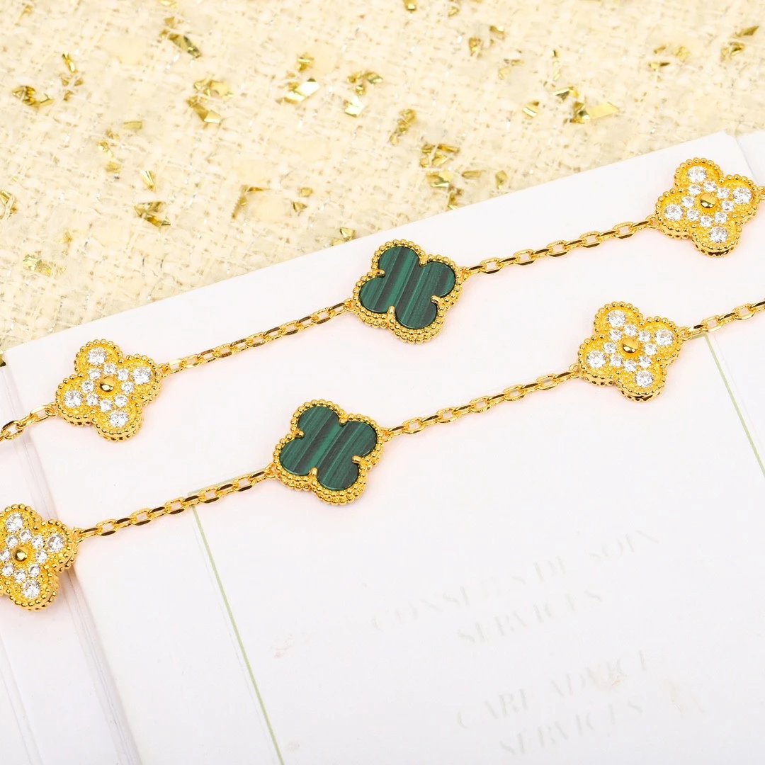 Van Cleef & Arpels VCA alhambra 20 malachite Diamond Necklace