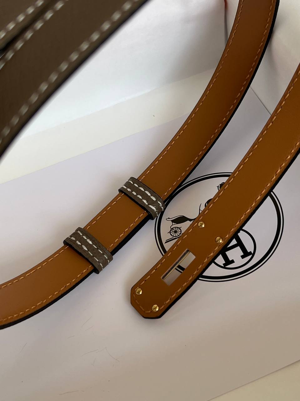 HERMES Kelly Epsom Leather Thin Belt