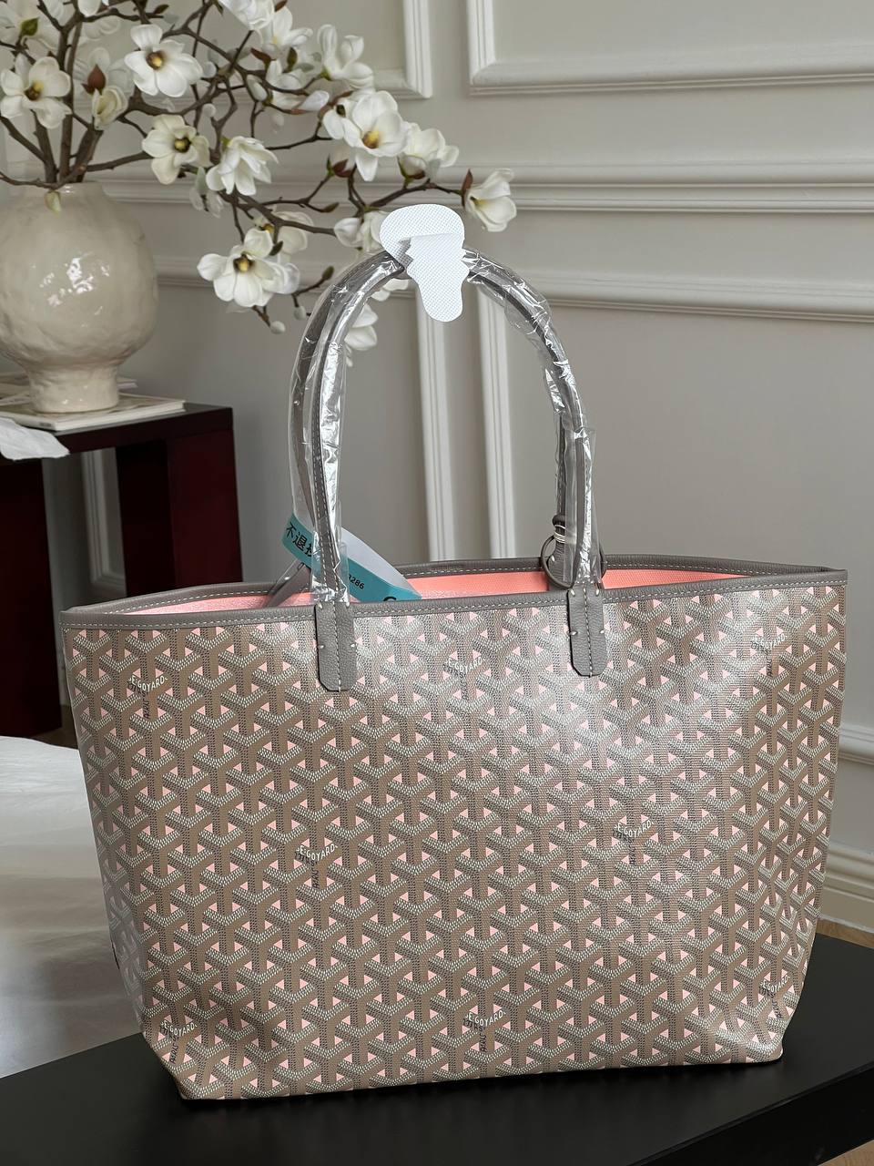 Goyard Grey Pink Print Saint Louis Medium Tote Bag