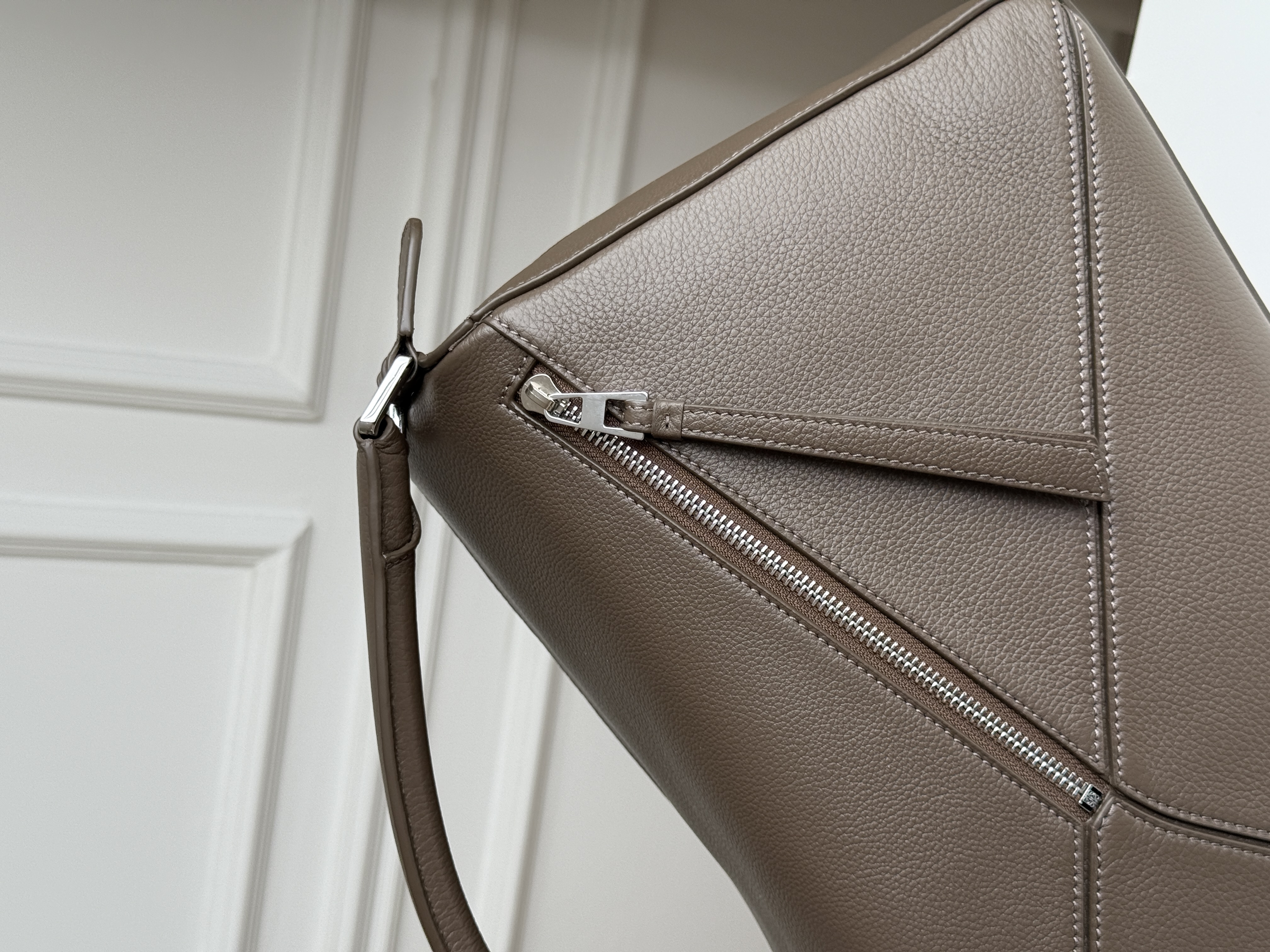 Taupe Grey Perfection   LOEWE Puzzle Geometric Bag