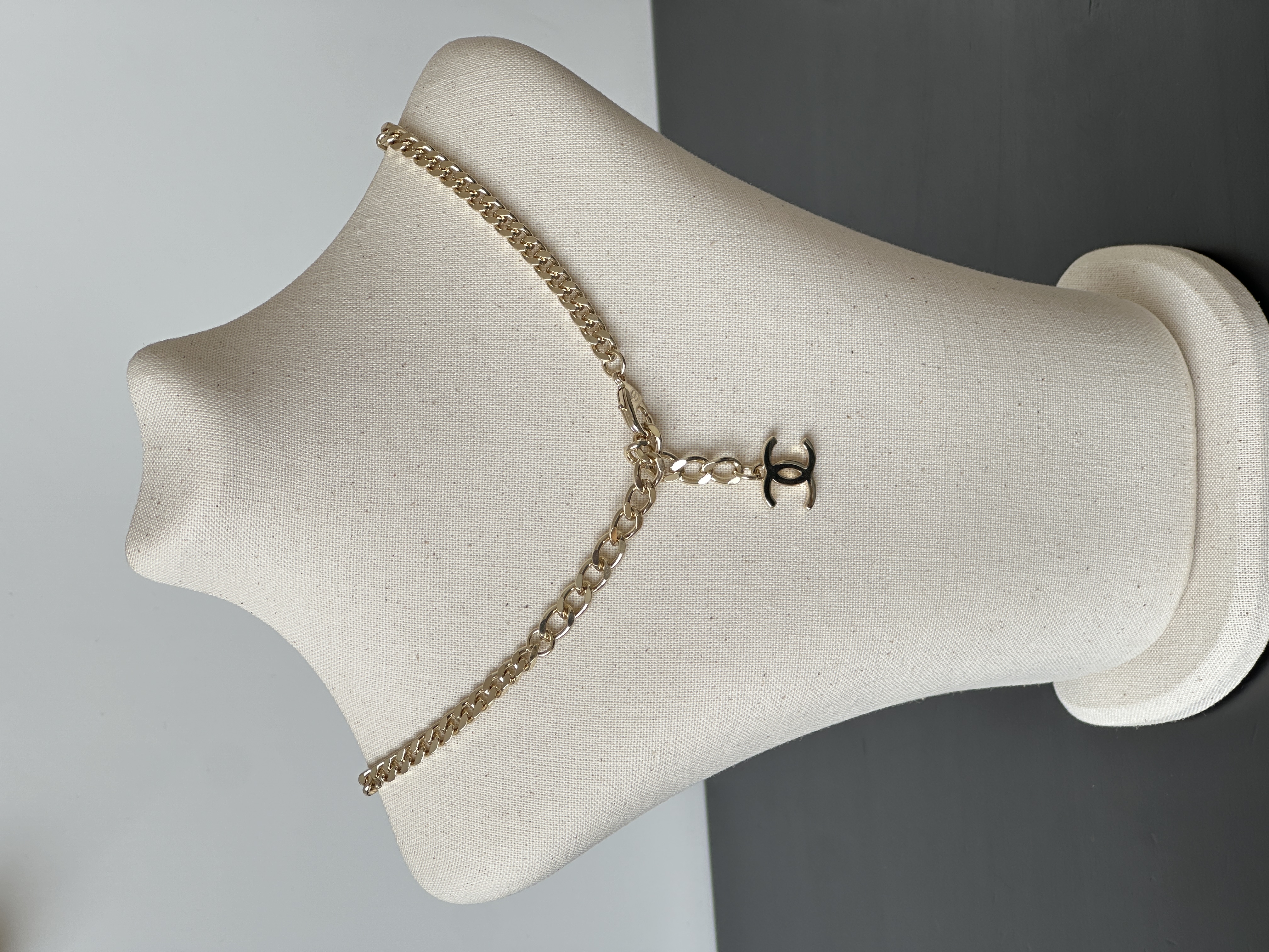 Chanel Two-Tone Gold & Silver Cuban Chain Interlocking CC Link Choker Necklace
