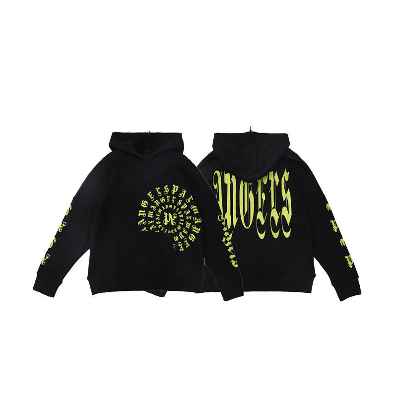 Whorl Green Letters Hoodie Black