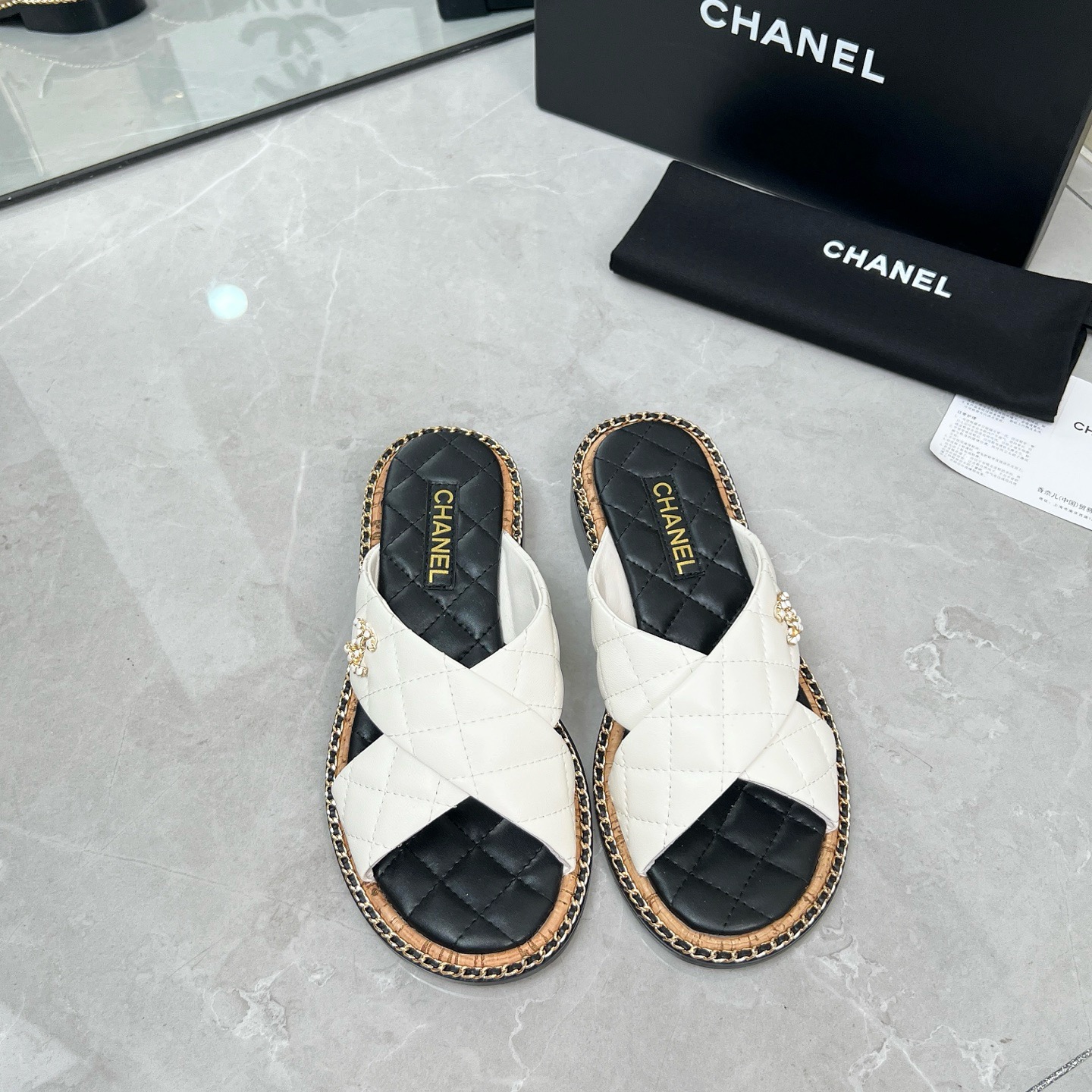 Chanel women's gold sandals