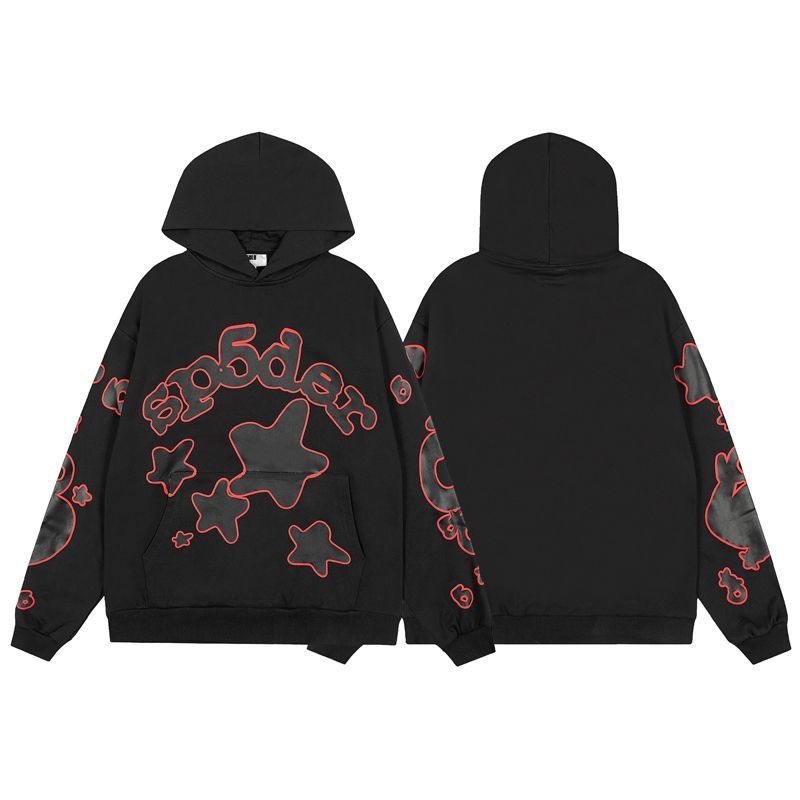 Sp5der star letter printed loose loop hooded sweatshirt trend