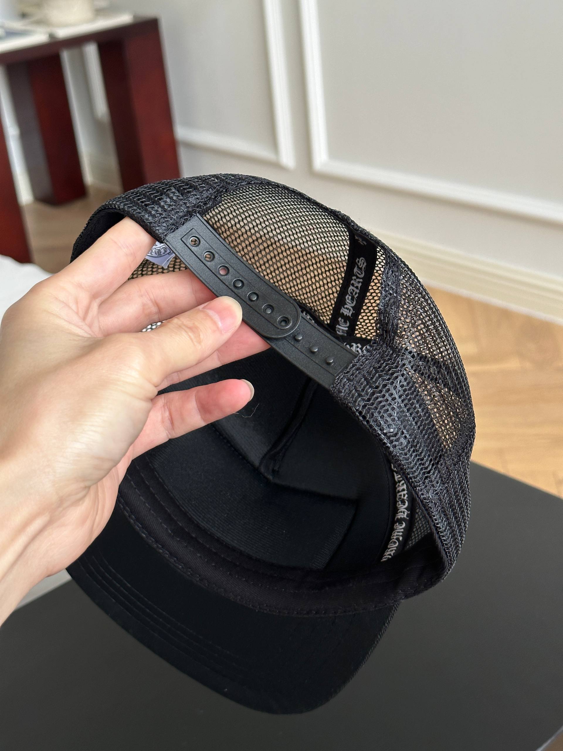 Chrome Hearts Cross Patch Mesh Trucker Flat Brim Cap