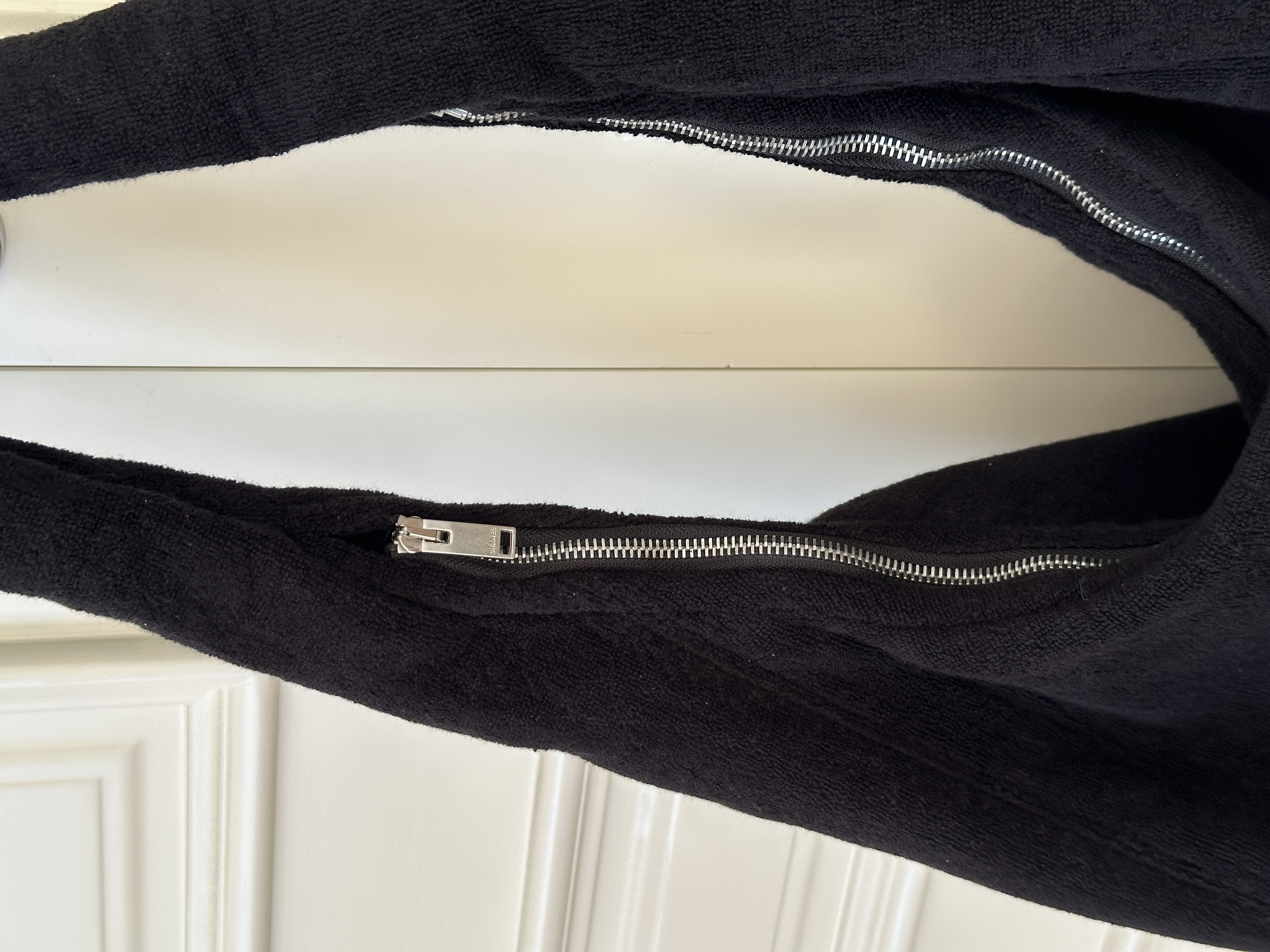 Chanel Black and White Terry Cloth Beach Bag