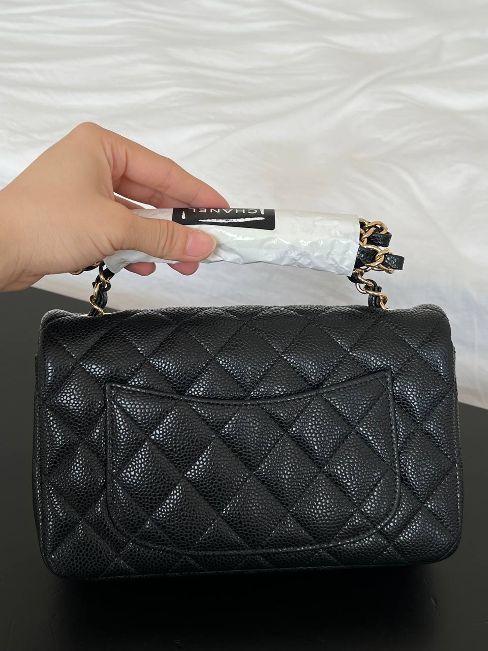 CHANEL Classic Small Flap Caviar Quilted Leather Bag with Gold Hardware