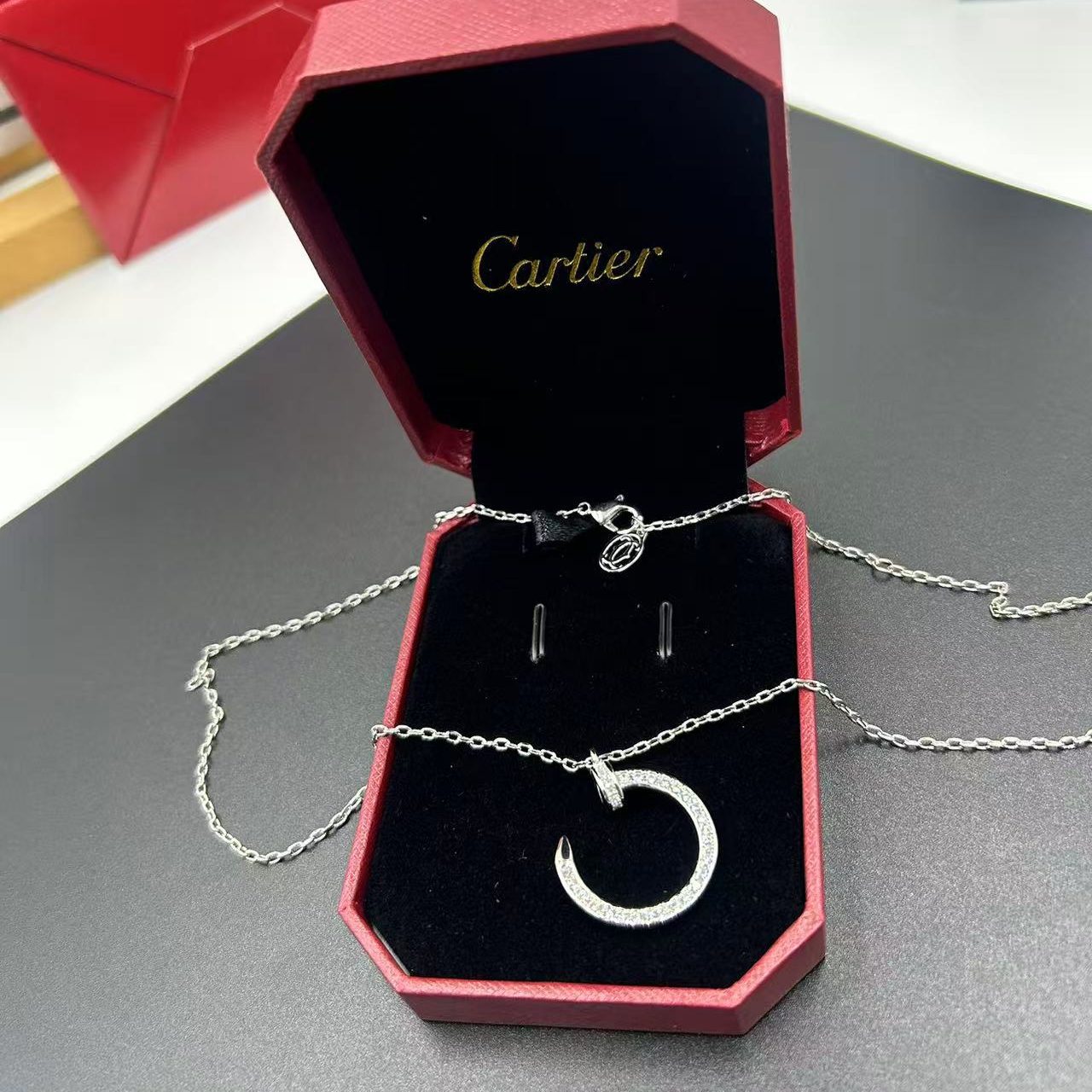 CARTIER C-SHAPED DIAMOND NECKLACE