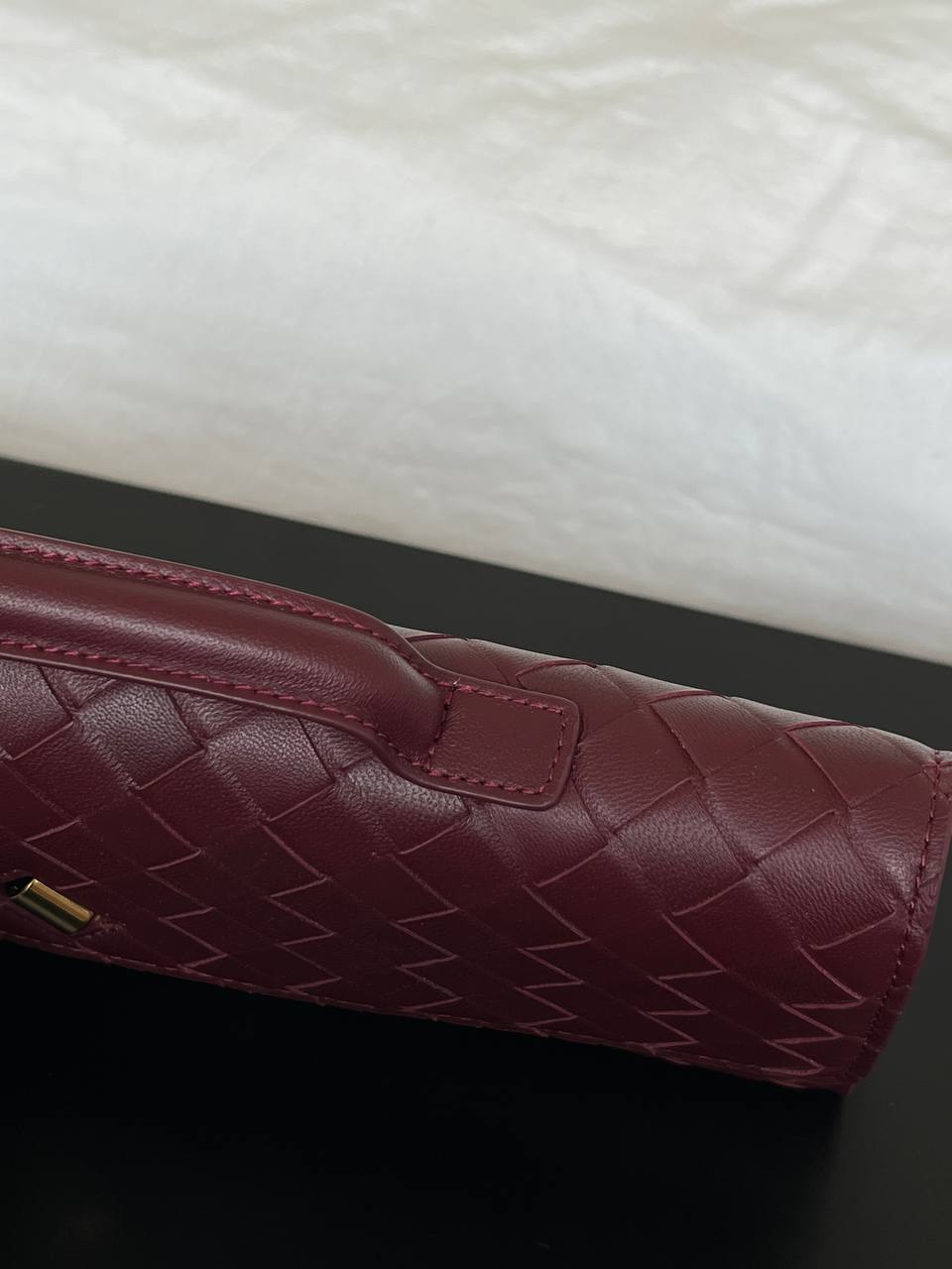 Bottega Veneta Burgundy Intrecciato Woven Lambskin Flap Long Clutch Handbag